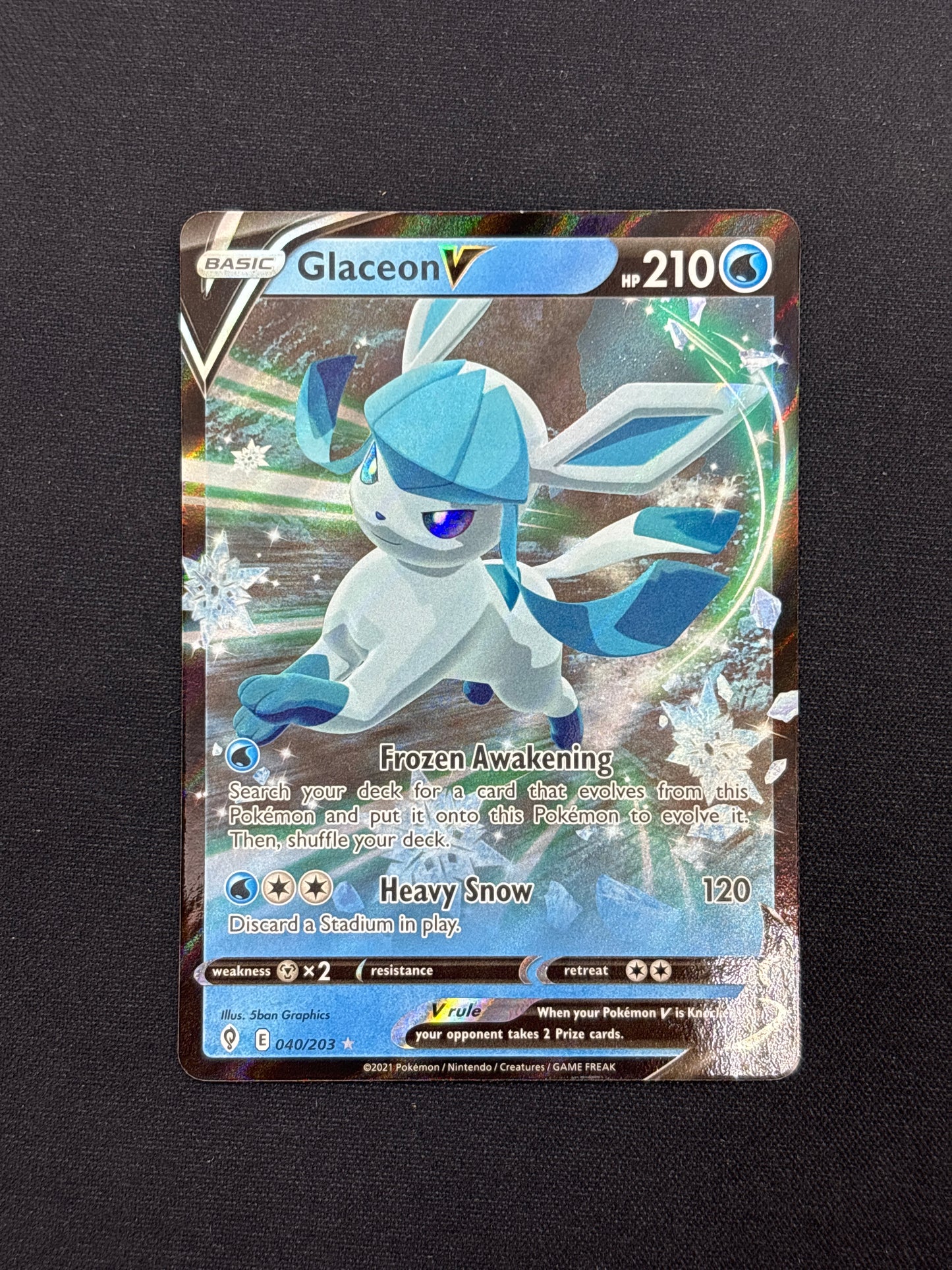 Auction Lot 222: Glaceon V Full Art Card Conditions Vary