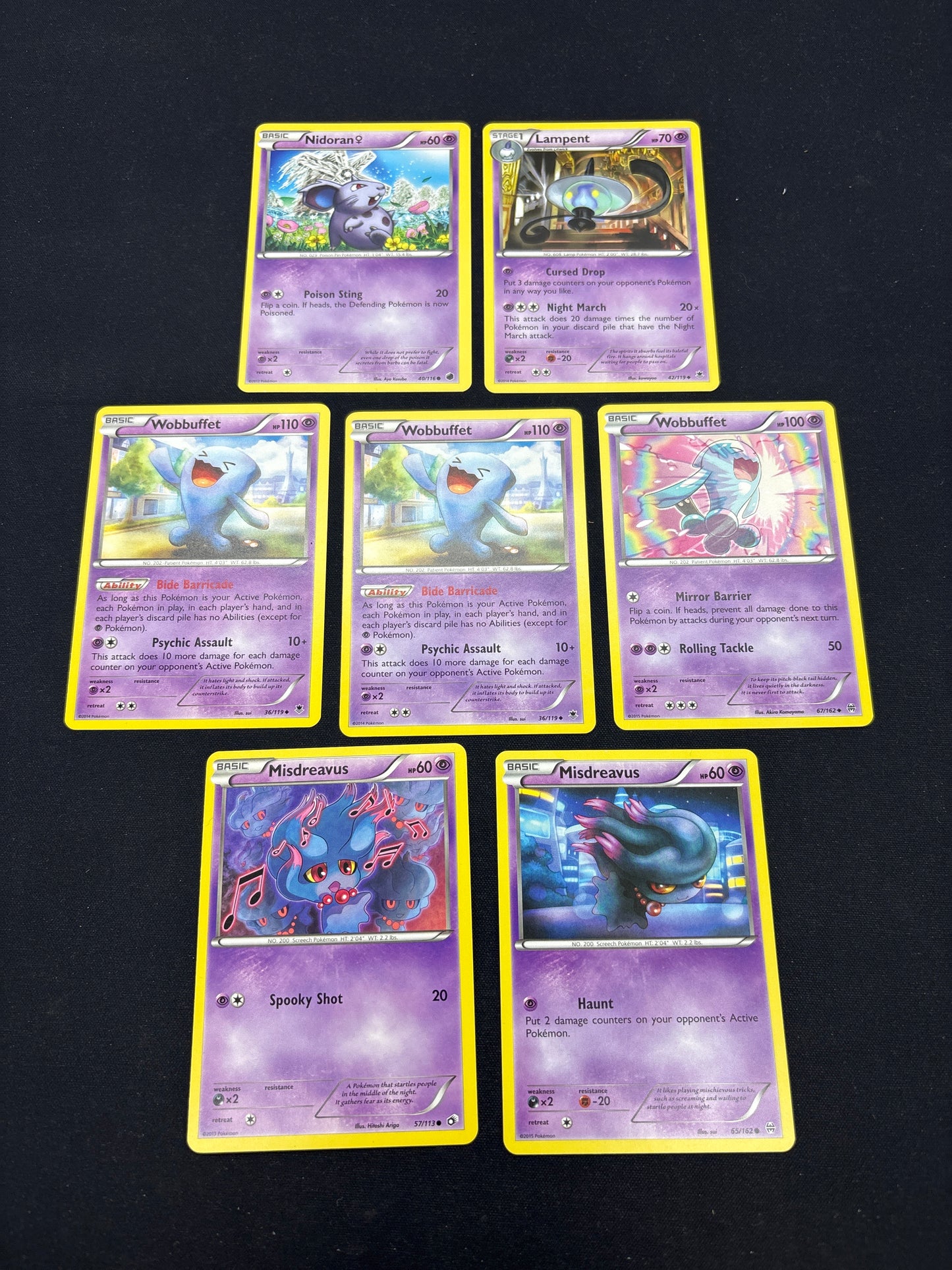 Auction Lot 41: Pokemon Cards Lot of 7 Psychic Commons Uncommons Conditions Vary