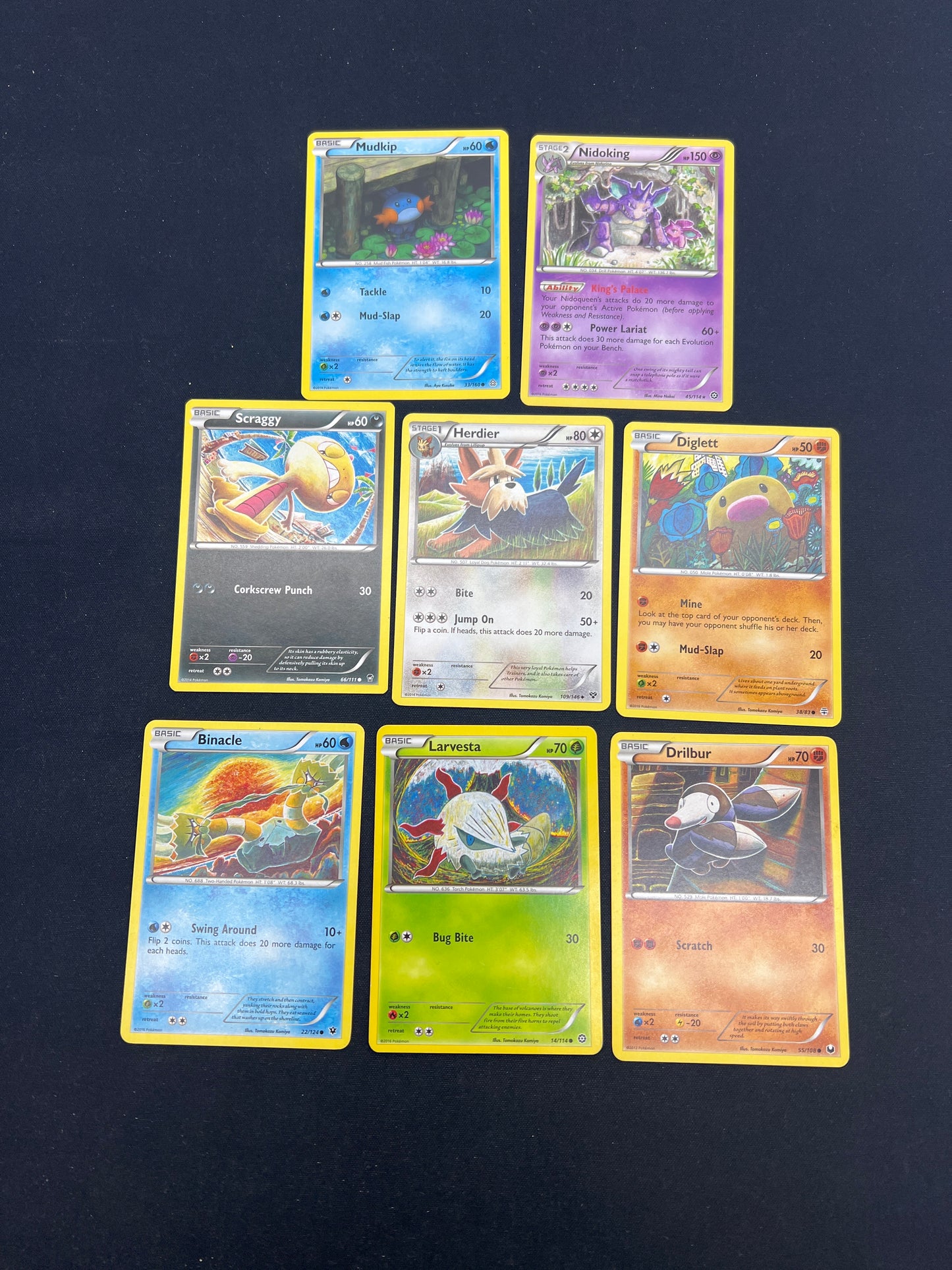 Auction Lot 101: Pokemon Cards Assorted Lot of 7 Tomokazu Komiya + Mudkip Holo Commons Conditions Vary