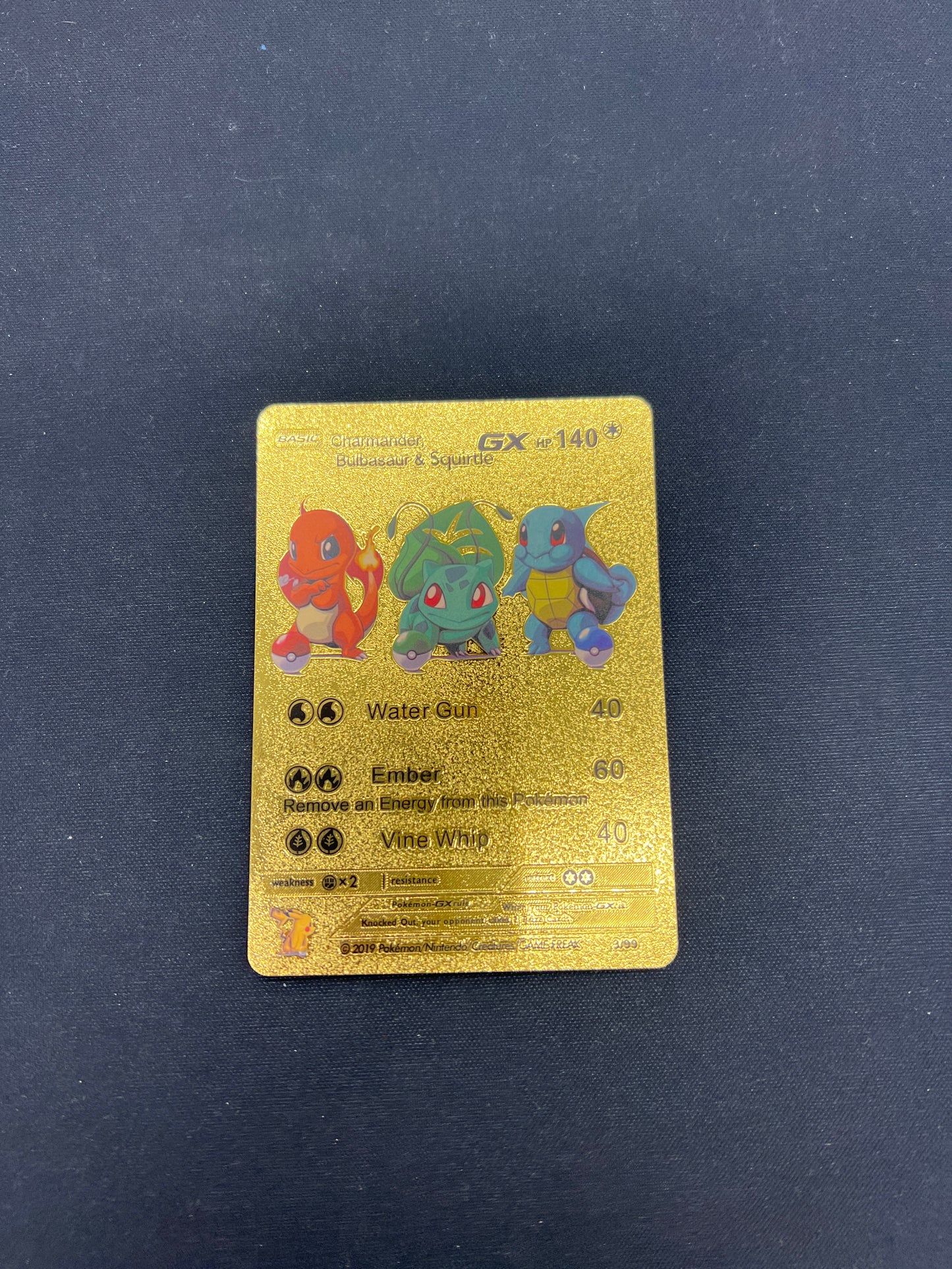 Auction Lot 249: Pokemon Cards CUSTOM Gold Kanto Starters