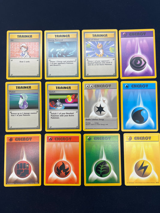 Auction Lot 319: Pokemon Cards Lot of 12 Assorted Trainer & Energy Base Set Conditions Vary