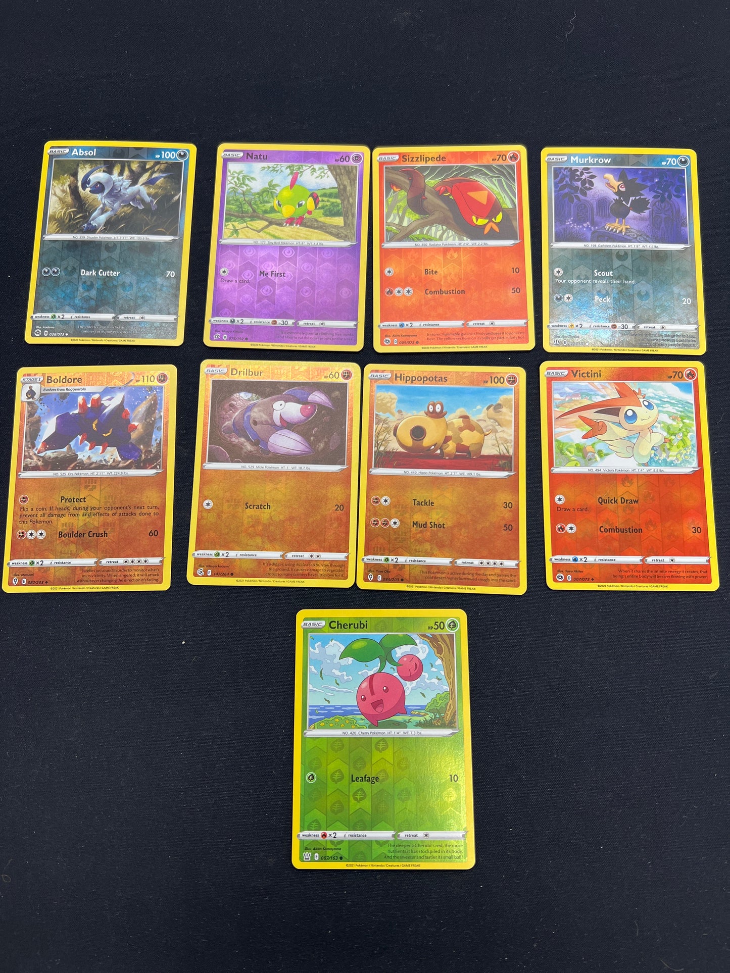 Auction Lot 20: Pokemon Cards Lot of 9 Assorted SWSH Reverse Holos Conditions Vary