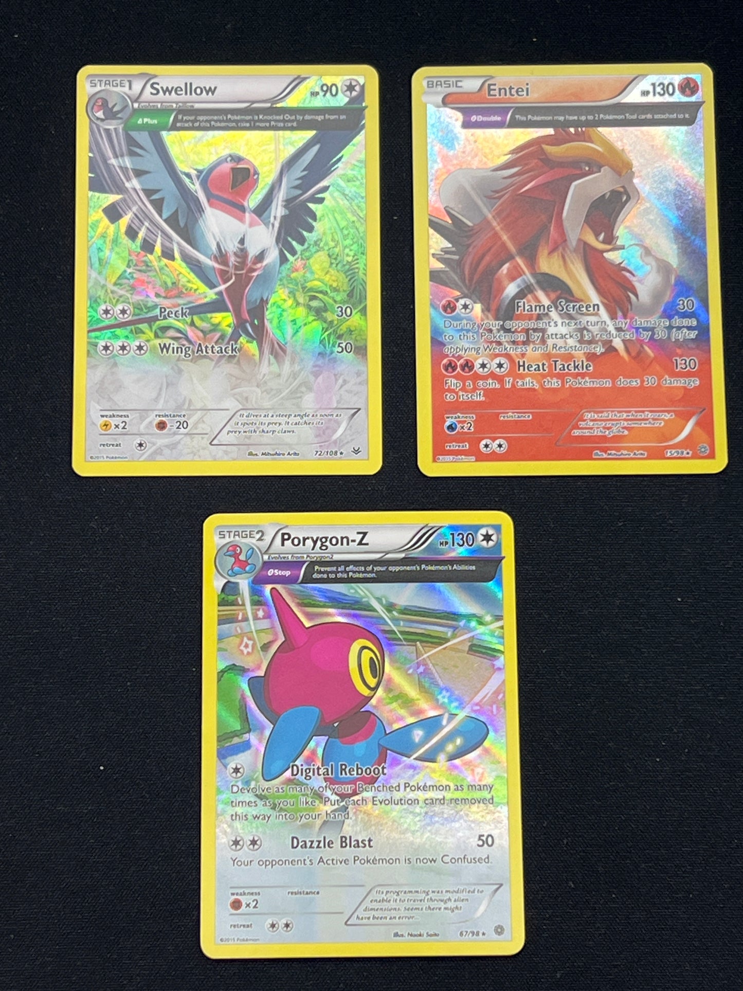 Auction Lot 17: Pokémon Cards Lot of 3 Assorted Full Art XY Holo Rares Conditions Vary