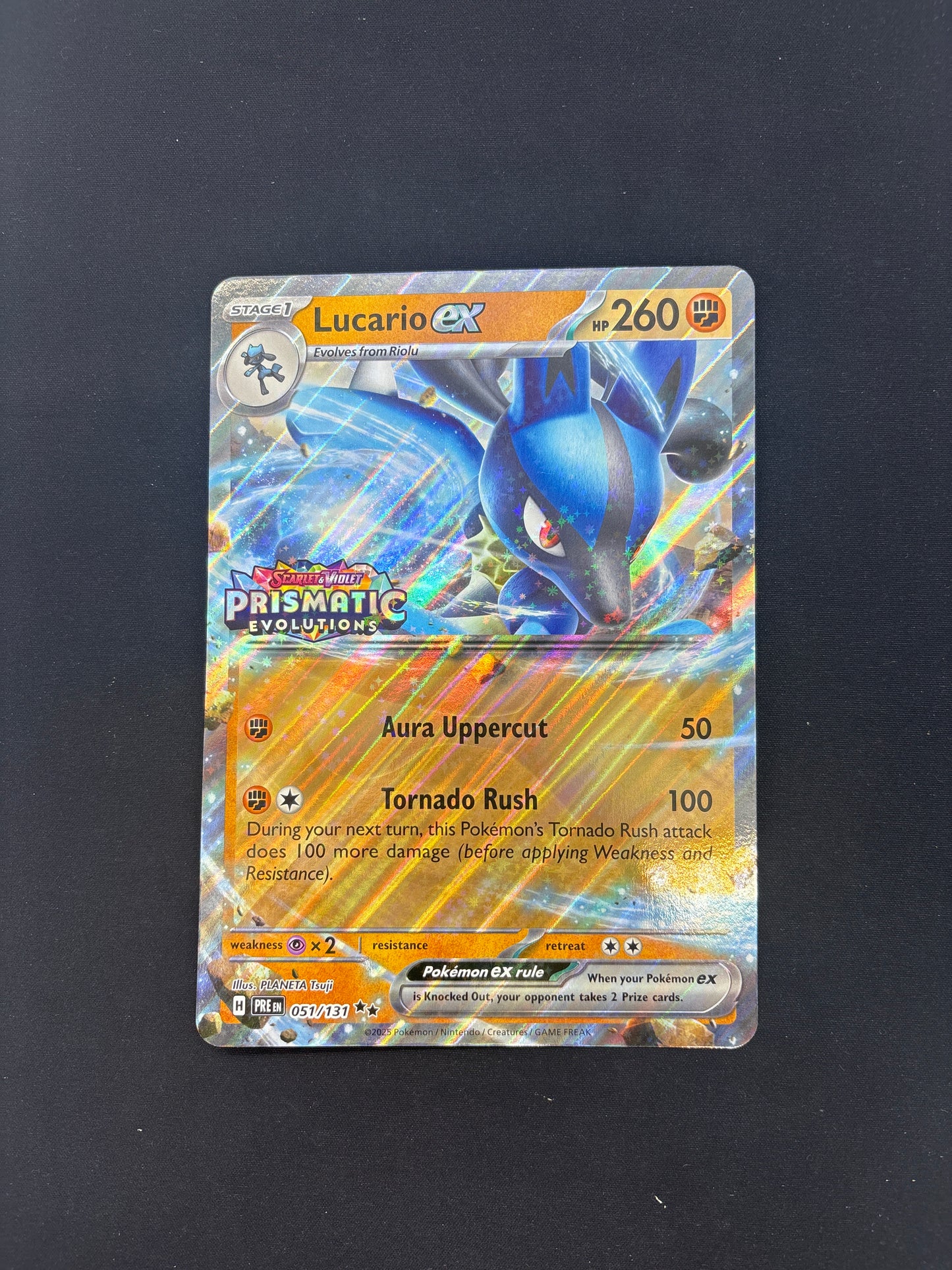 Auction Lot 380: Pokemon Card Lucario EX Stamped Prismatic Evolutions SWSH Jumbo Promo Conditions Vary