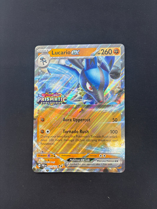 Auction Lot 380: Pokemon Card Lucario EX Stamped Prismatic Evolutions SWSH Jumbo Promo Conditions Vary