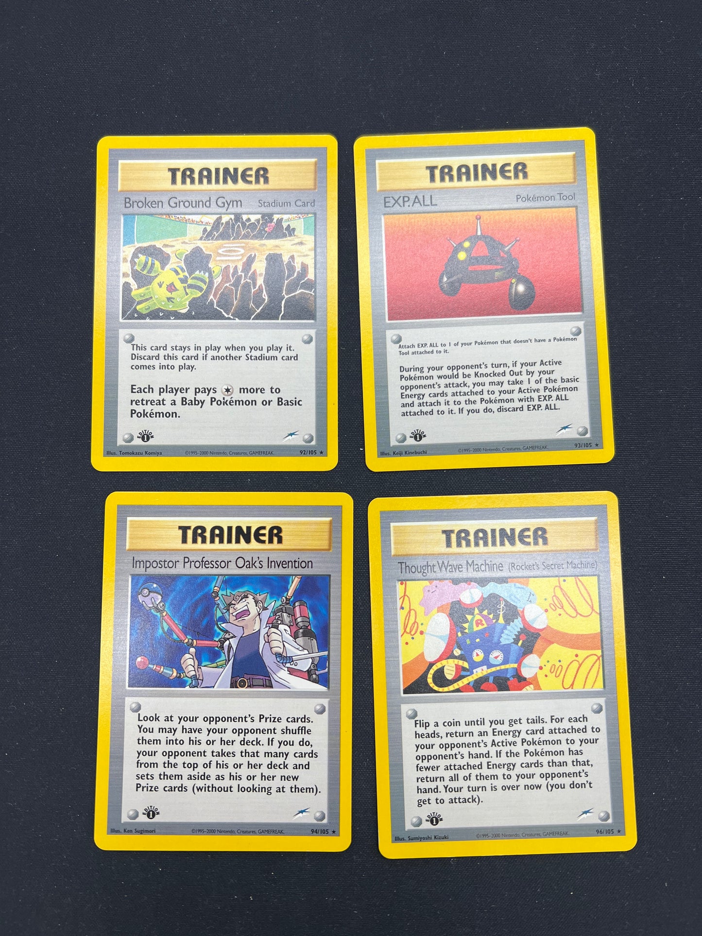 Auction Lot 37: Pokemon Cards Lot of 4 Assorted Trainer 1st Edition Neo Discovery Conditions Vary