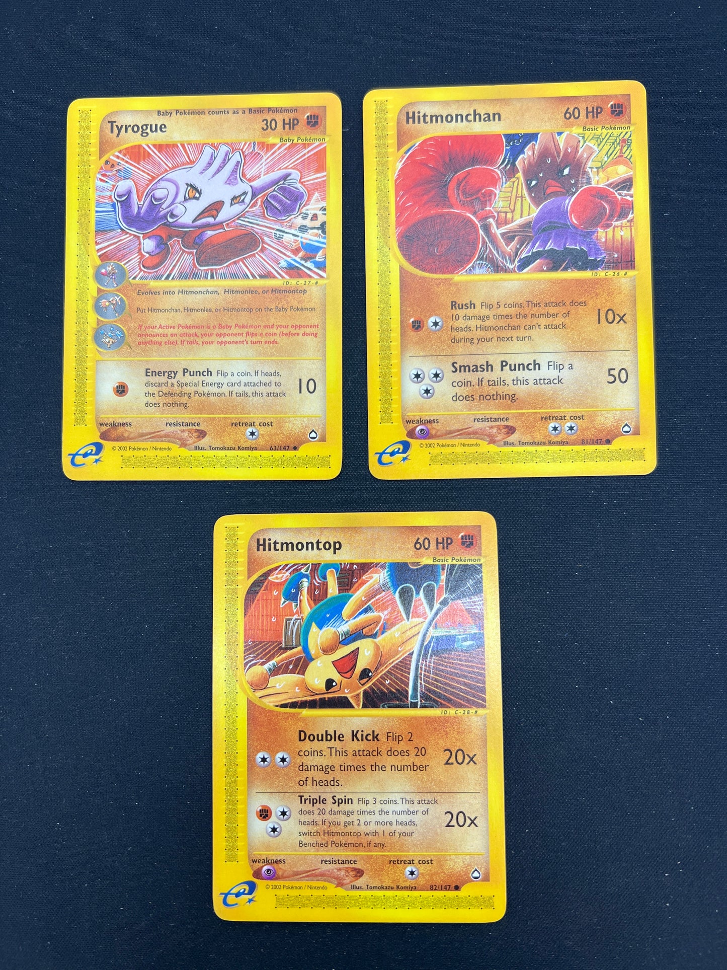 Auction Lot 158: Pokemon Cards Assorted Lot of 3 Tyrogue Evolution Cards WOTC Aquapolis Conditions Vary