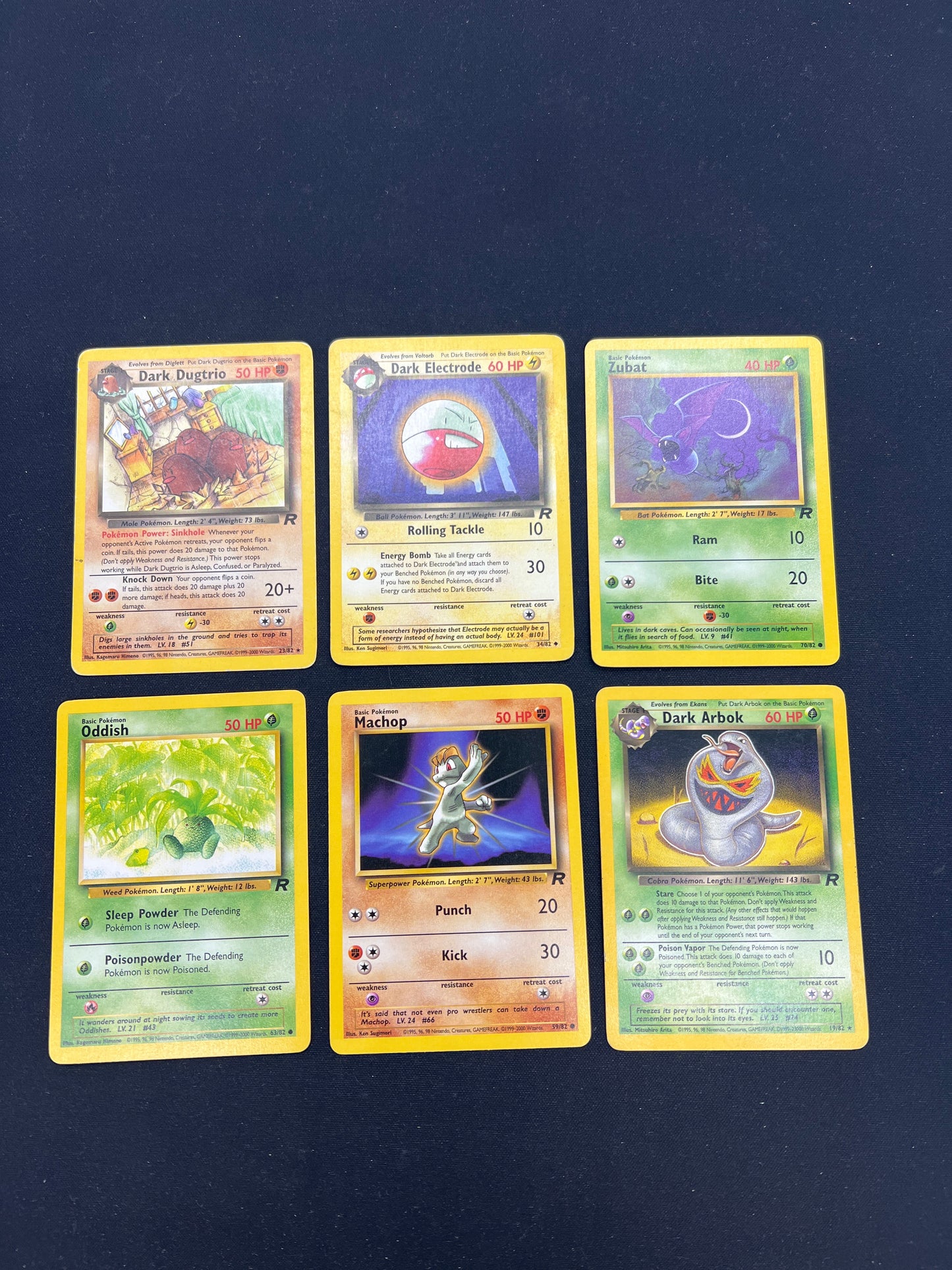 Auction Lot 162: Pokemon Cards Lot of 6 Team Rocket WOTC Non Holo Rares Commons Uncommons Conditions Vary