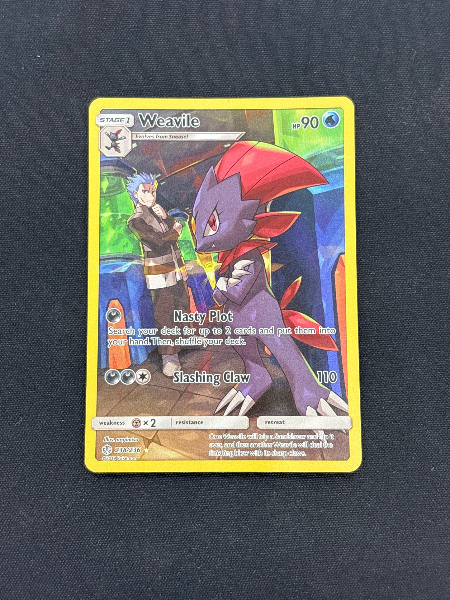 Auction Lot 243: Weavile 238/236 Pokemon Cosmic Eclipse Card Conditions Vary