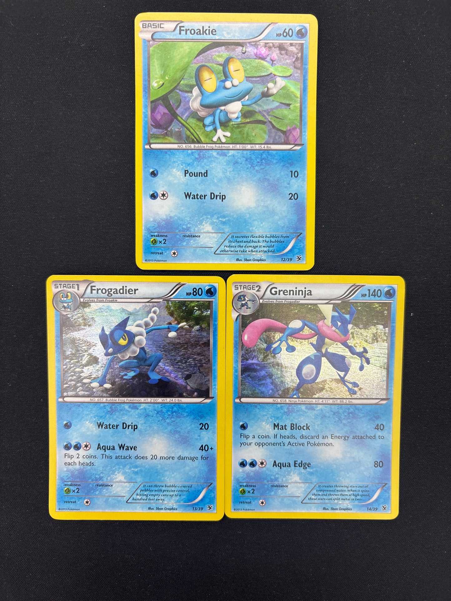 Auction Lot 75: Pokemon Cards Lot of 3 Froakie Frogadier Greninja Conditions Vary