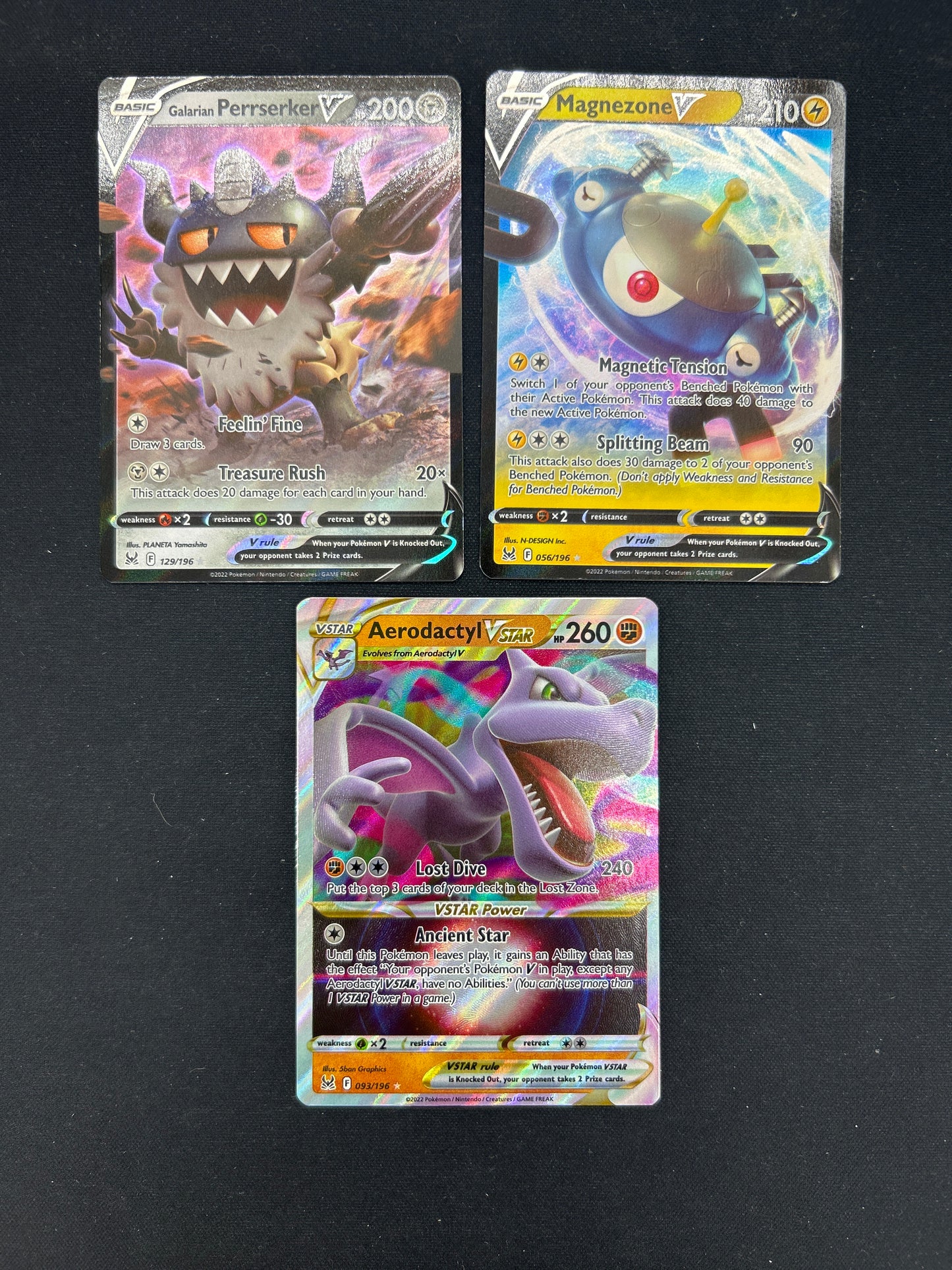 Auction Lot 444: Pokemon Cards Lot of 3 Assorted V & VSTAR Lost Origin Conditions Vary