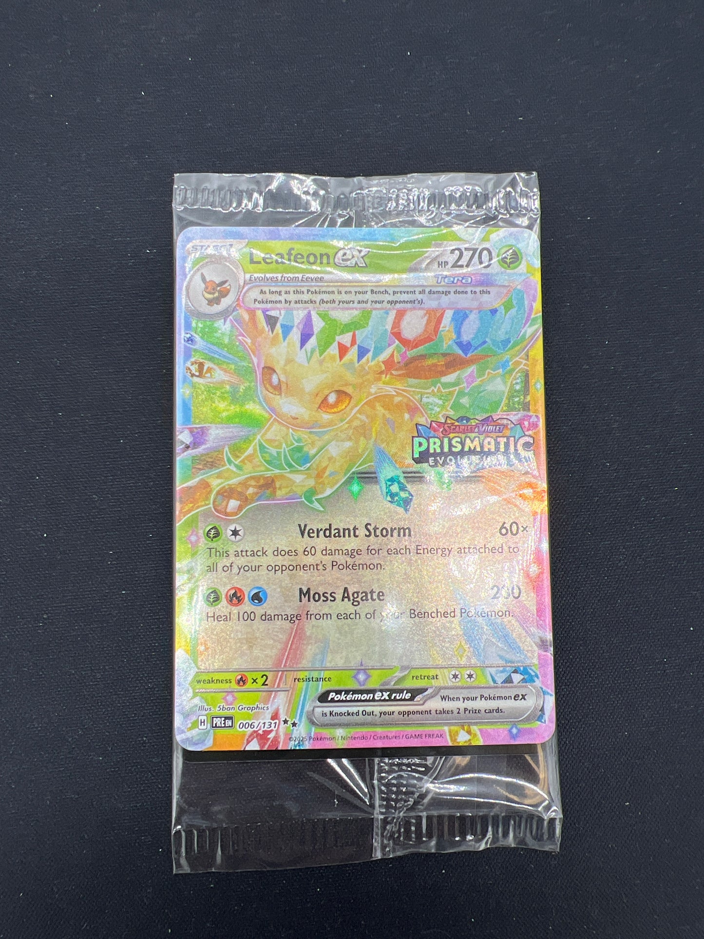 Auction Lot 67: Pokemon Cards Leafeon Sealed Prismatic Evolutions SV Stamped Promo Conditions Vary