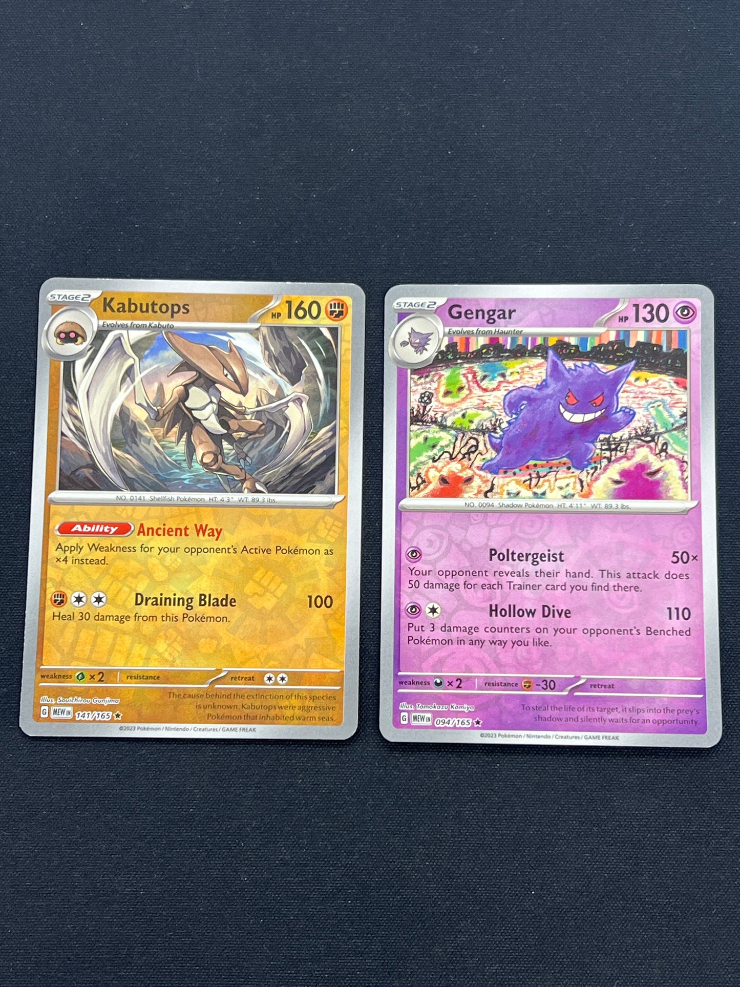 Auction Lot 211: Pokemon Cards Lot of 2 Kabutops & Gengar Holo 151 Conditions Vary
