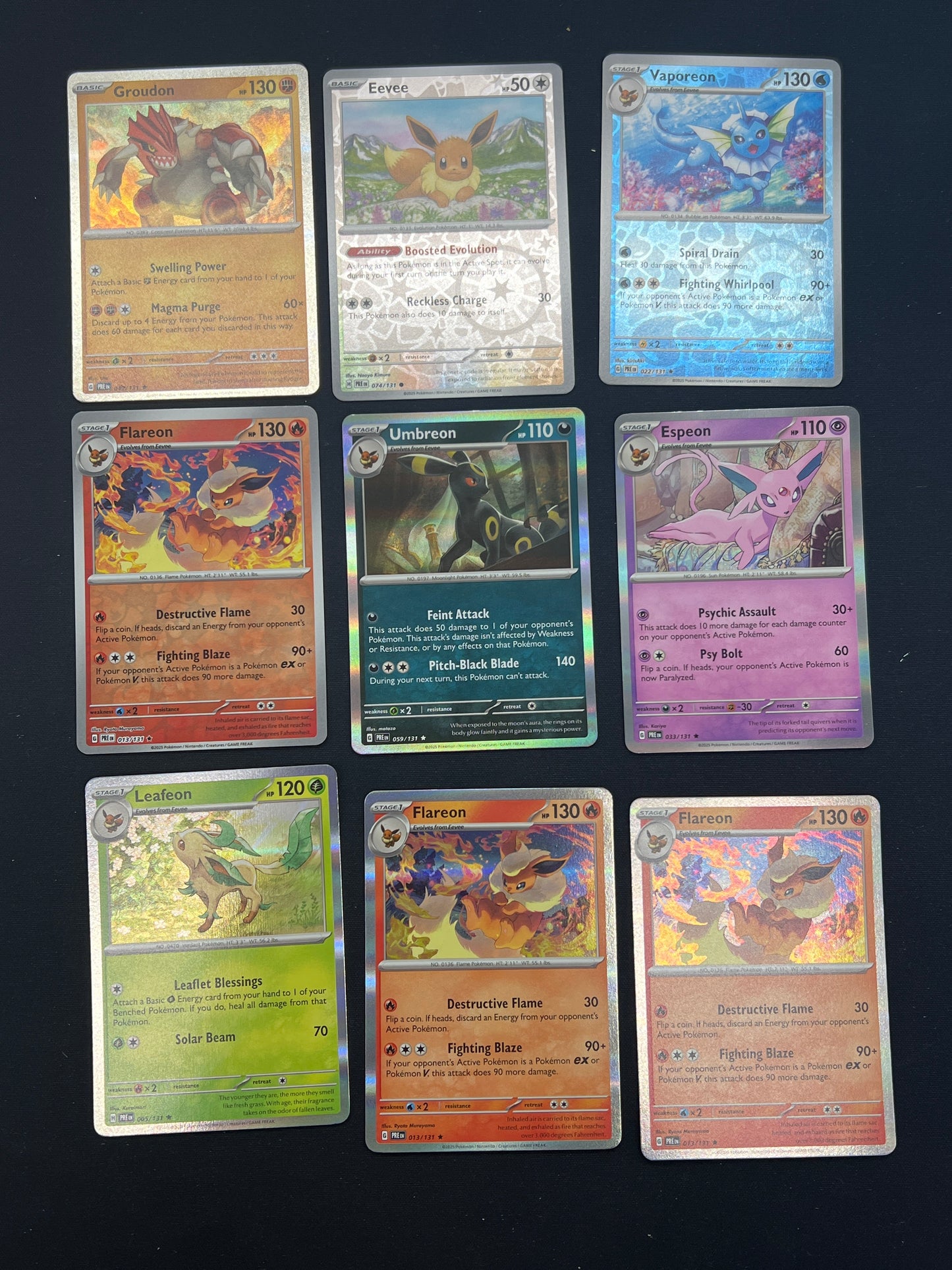 Auction Lot 133: Pokemon Cards Groudon and Eeveelutions Holo Lot Conditions Vary
