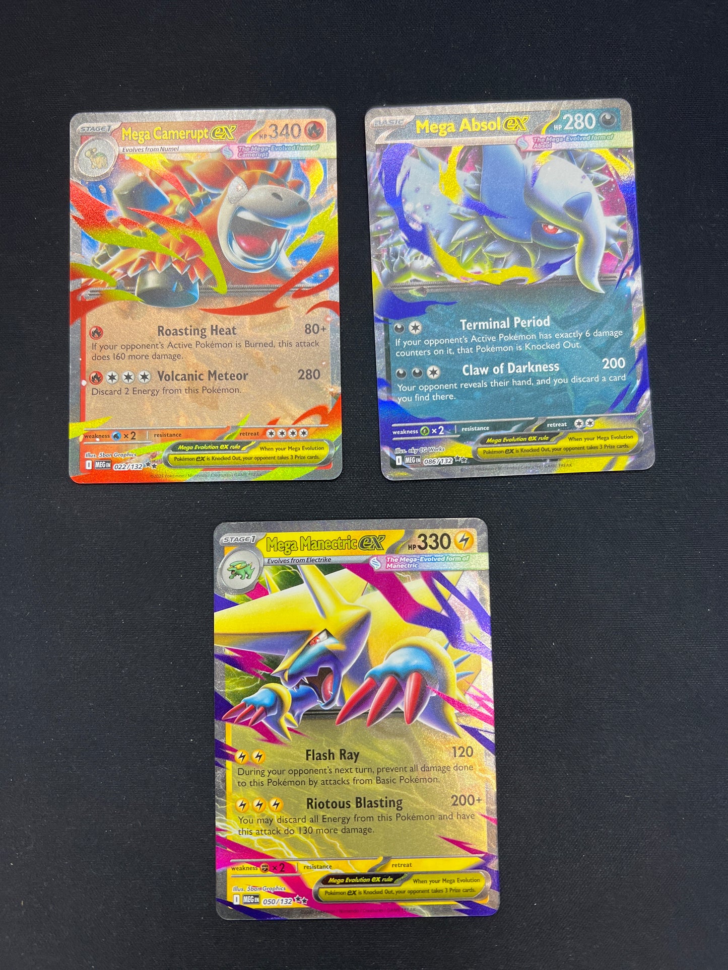 Auction Lot 232: Pokemon Cards Lot of 3 Assorted Mega EX Mega Evolutions Conditions Vary