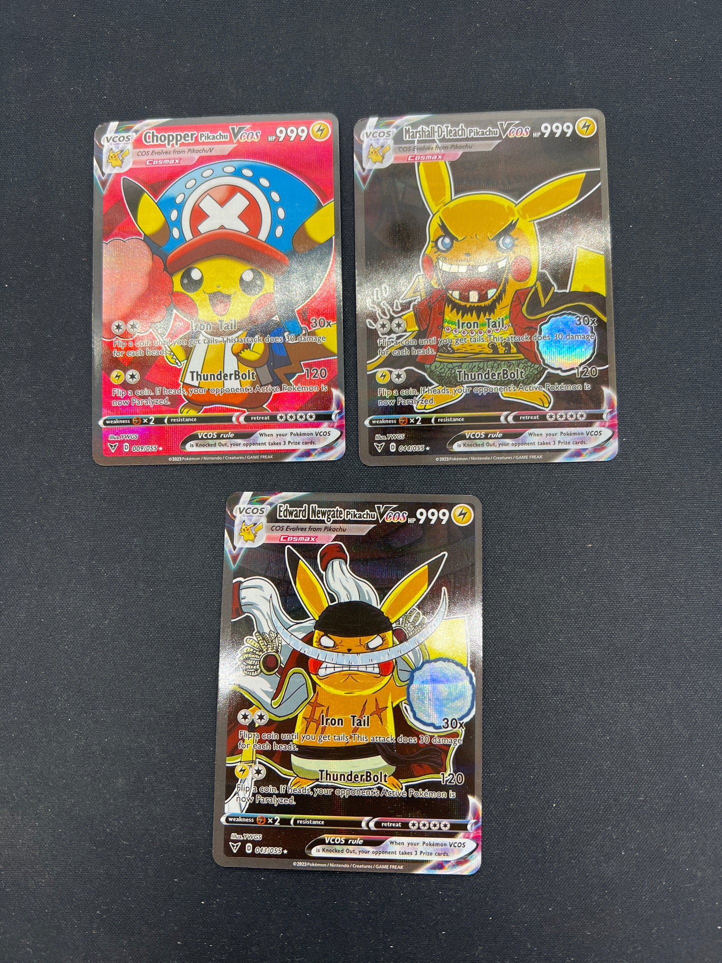 Auction Lot 95: Pokemon Cards CUSTOM Assorted Lot of 3 One-Piece Themed Conditions Vary