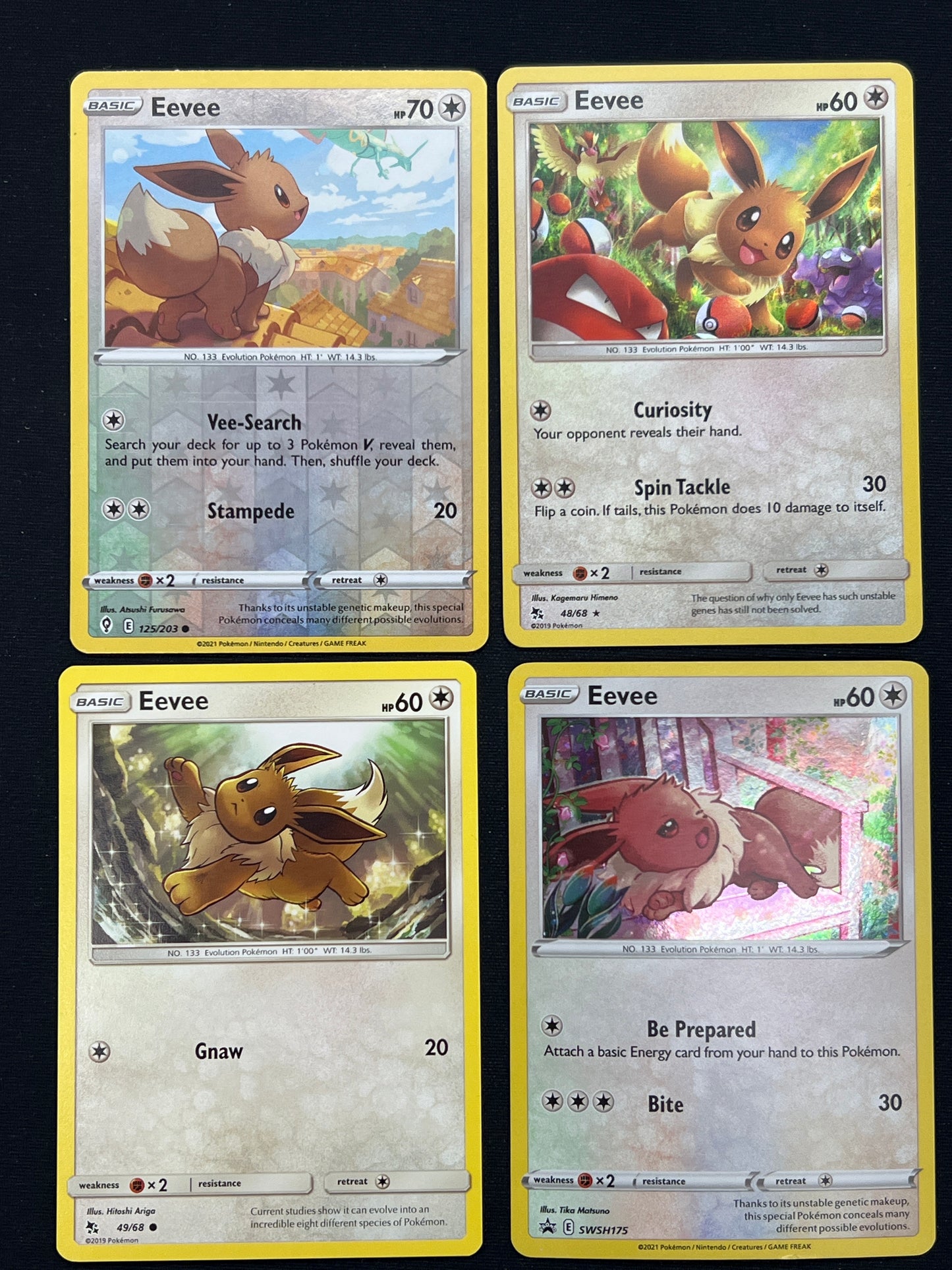 Auction Lot 458: Pokemon Cards Lot of 4 Assorted Eevee Reverse Holo & Promo Conditions Vary