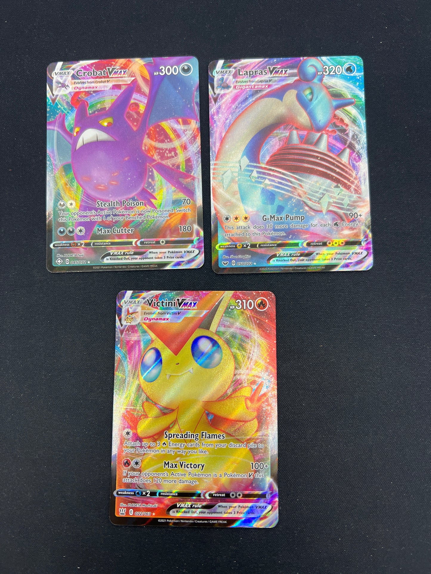 Auction Lot 124: Pokemon Cards Lot of 3 Assorted VMAX Ultra Rares SWSH Conditions Vary