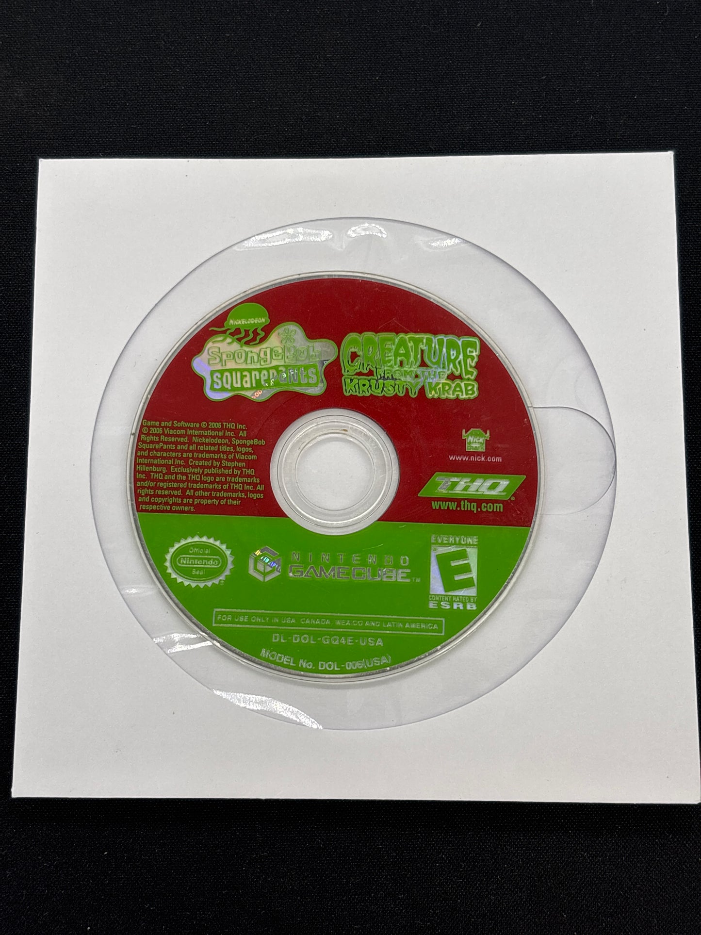 Auction Lot 163: Spongebob Squarepants Creature from the Krusty Krab Video Game Nintendo Gamecube Loose