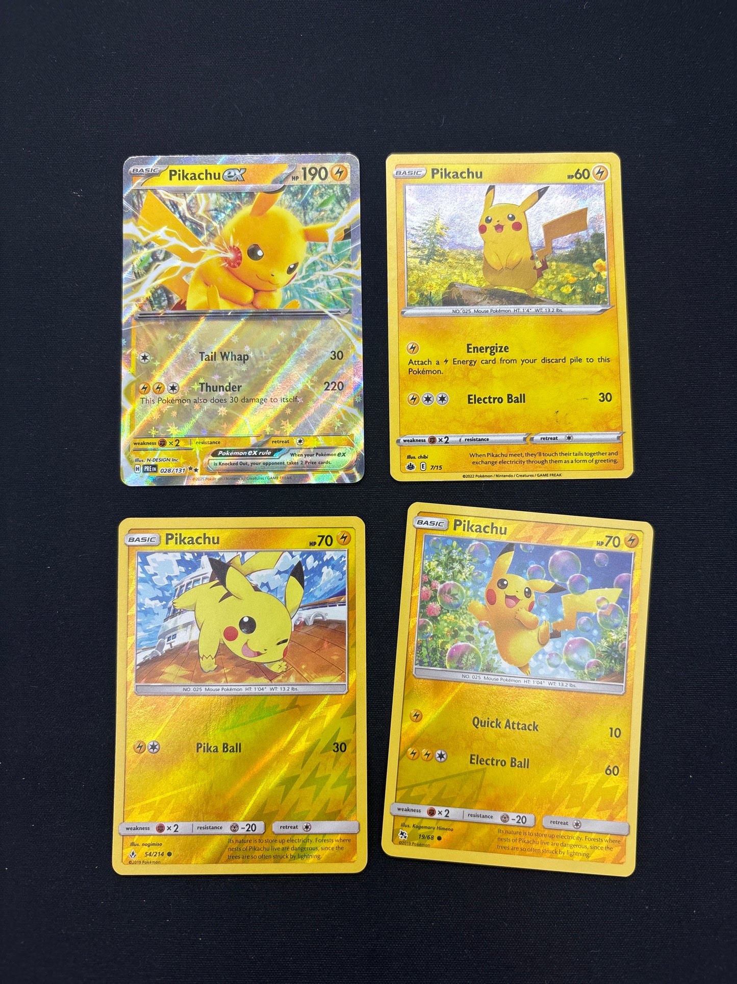 Auction Lot 245: Pokemon Cards Lot of 4 Assorted Pikachu Reverse Holos Conditions Vary