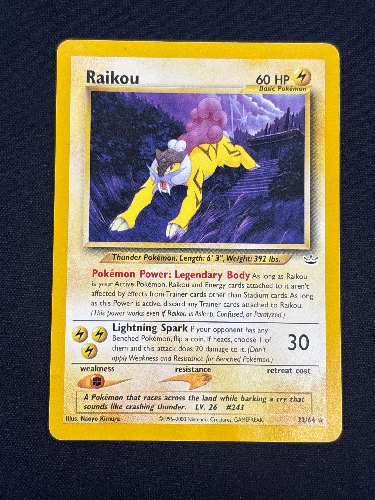 Auction Lot 60: Raikou Non Holo Rare Pokemon Neo Revelation Card Conditions Vary