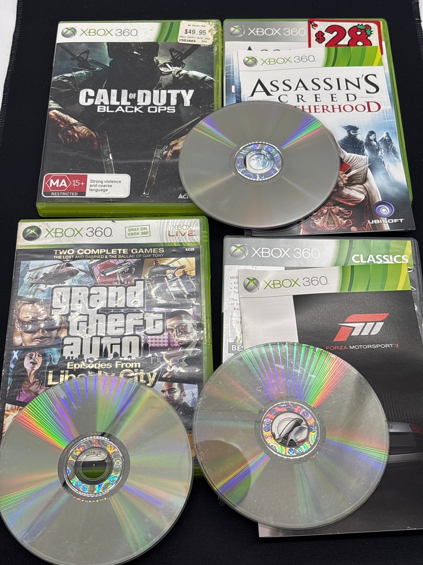 Auction Lot 106: XBOX 360 4 Game Lot UK Region Locked Games with Case & Disc (Black OPS Case Only)