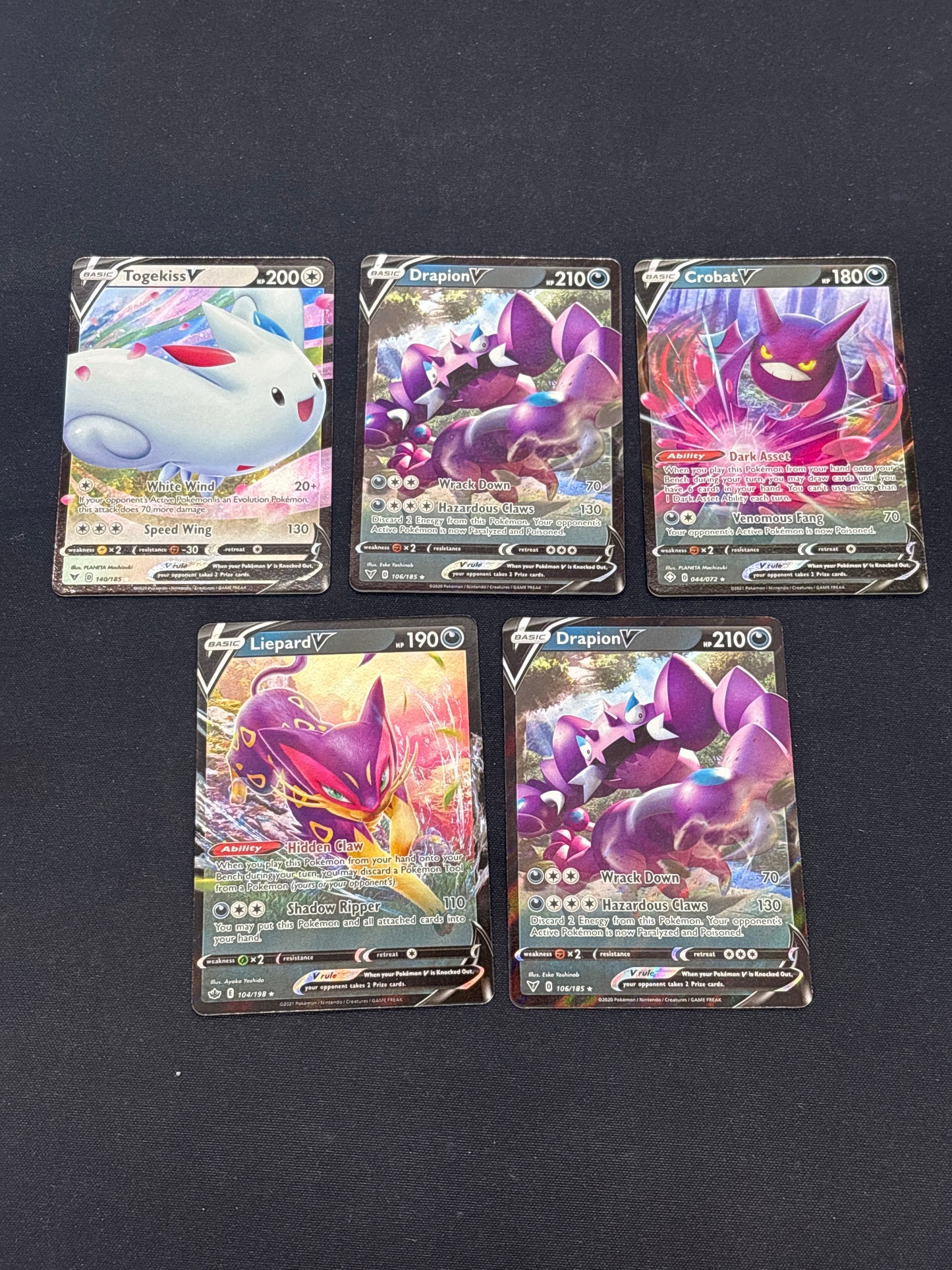 Auction Lot 139: Pokemon Cards Lot of 5 Assorted V Full Arts Condition Vary