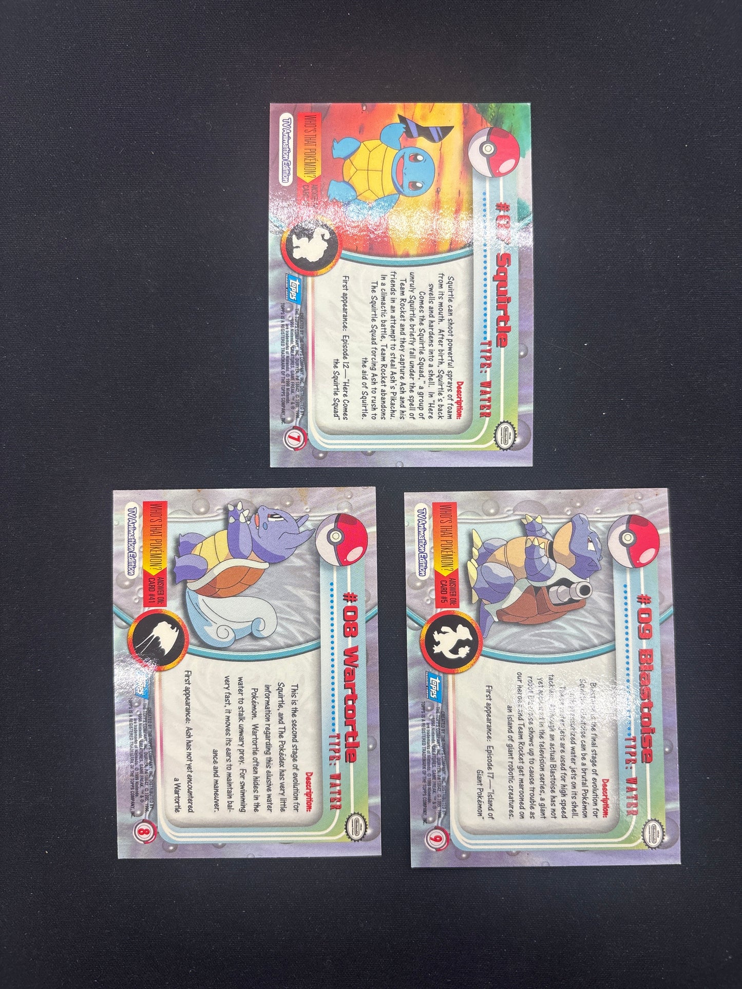Auction Lot 71: Pokemon Card Lot of 3 Assorted Squirtle Evolution Line Topps Rainbow Foil Conditions Vary