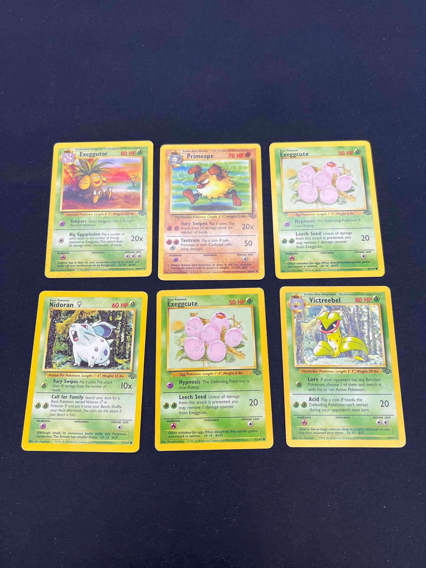 Auction Lot 154: Pokemon Cards Lot of 6 WOTC Jungle Non Holo Rares Commons Uncommons Conditions Vary