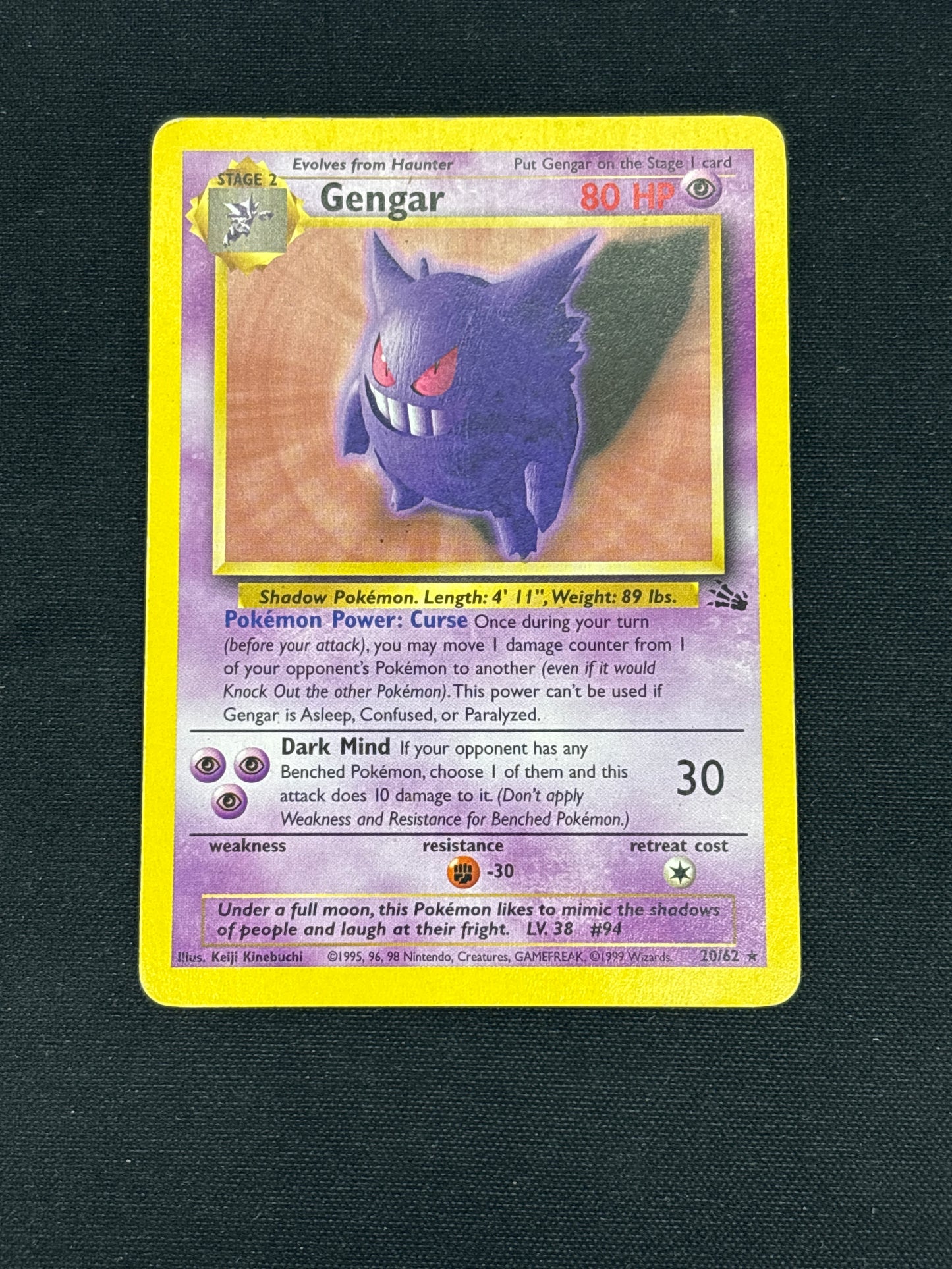 Auction Lot 416: Pokemon Cards WOTC Fossil Unlimited Gengar Non Holo Rare Condition Vary