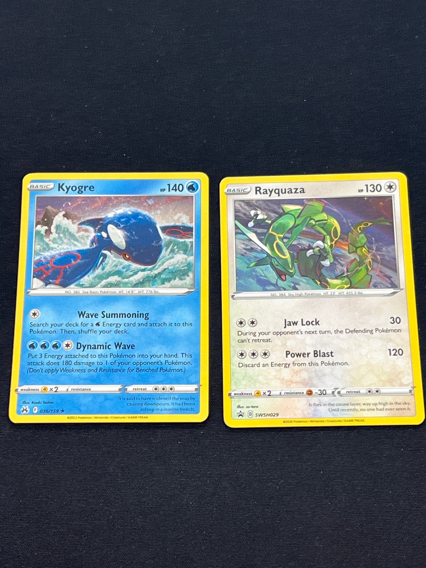 Auction Lot 229: Pokemon Cards Lot of 2 Kyogre & Rayquaza Holo Conditions Vary