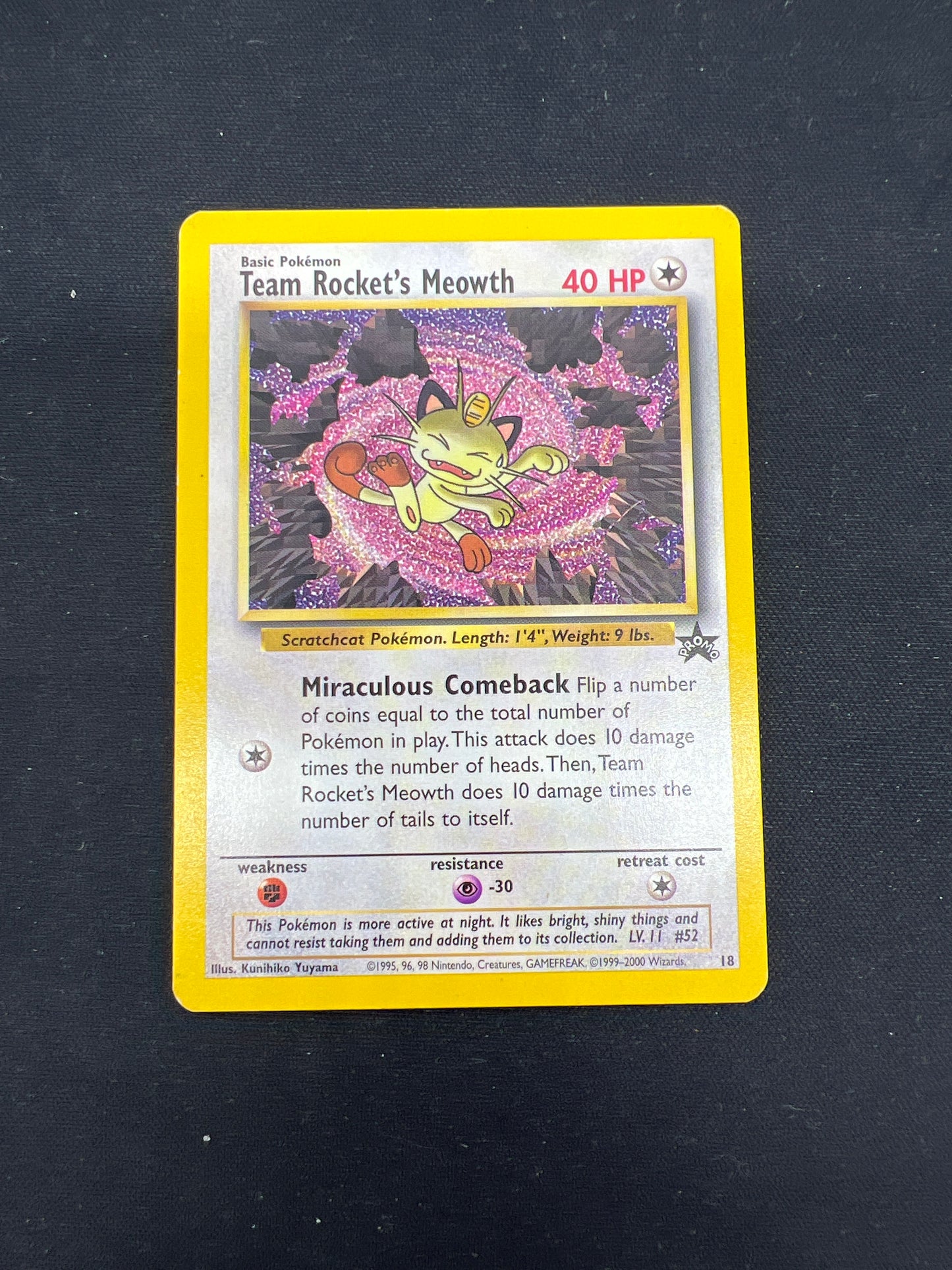 Auction Lot 61: Pokemon Cards Team Rocket's Meowth WOTC Black Star Promo Condition Vary