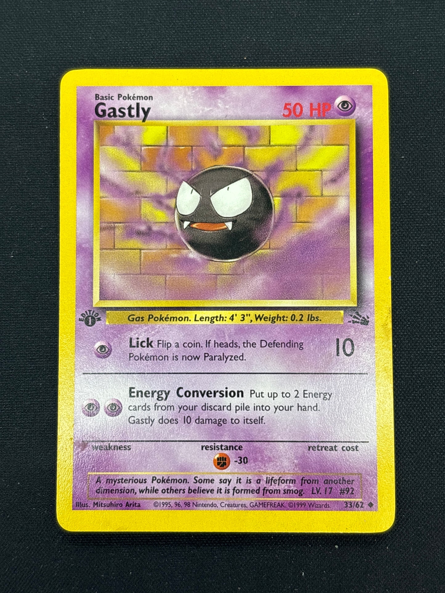 Auction Lot 80: Pokemon Card Gastly 1st Edition Fossil Conditions Vary