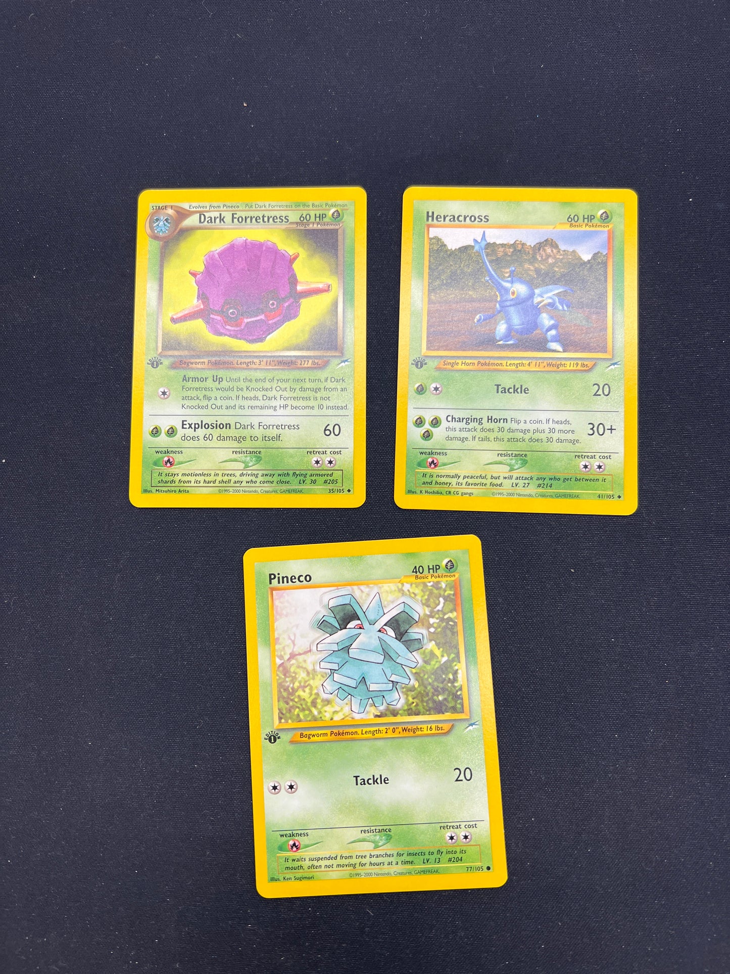 Auction Lot 28: Pokemon Cards Lot of 3 Assorted Grass Types 1st Edition Neo Discovery Conditions Vary