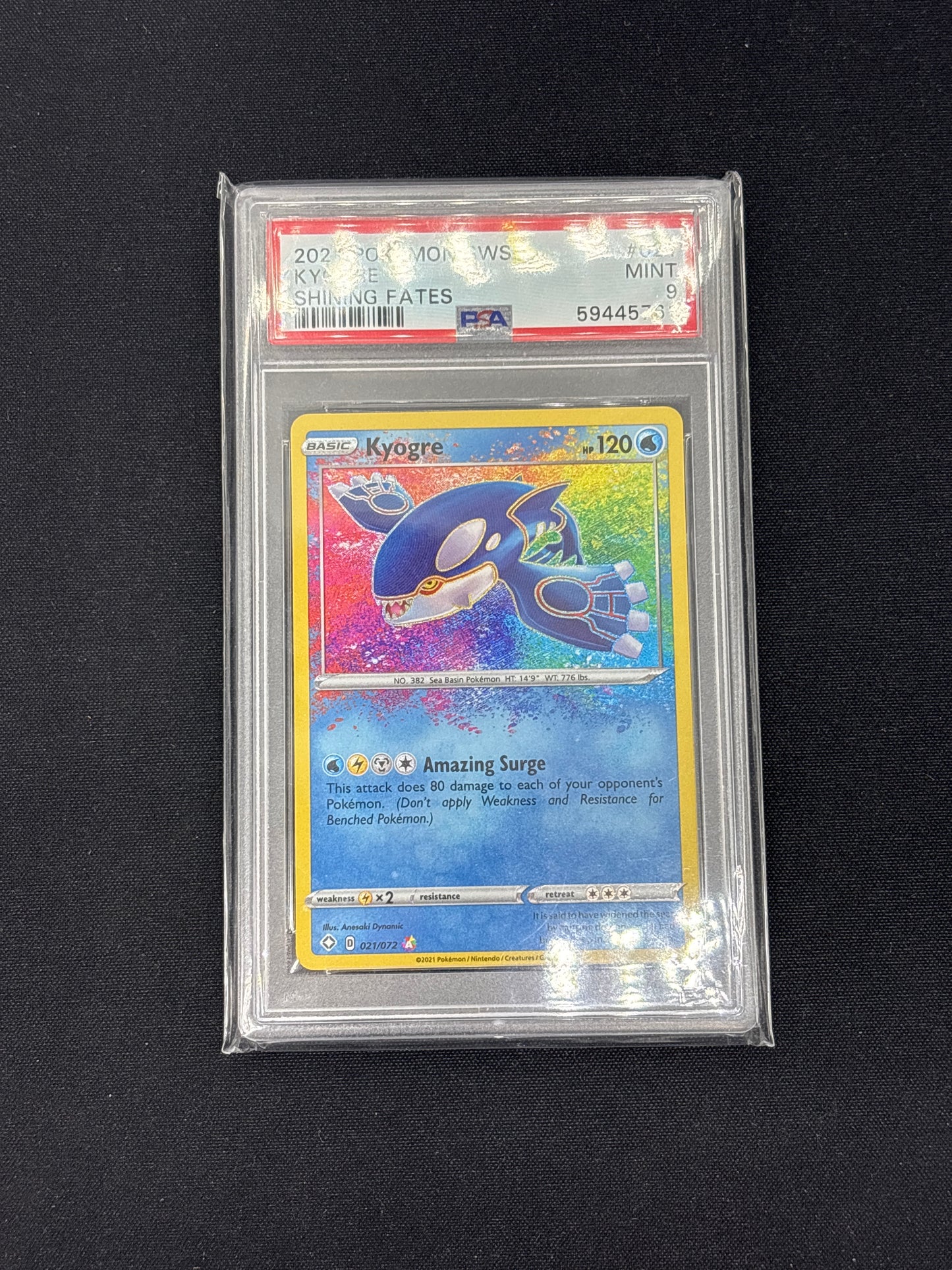 Auction Lot 493: Graded PSA 9 Pokemon Cards Kyogre Amazing Rare Shining Fates