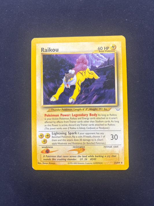 Auction Lot 32: Pokemon Card Raikou Neo Revelation Condition Vary
