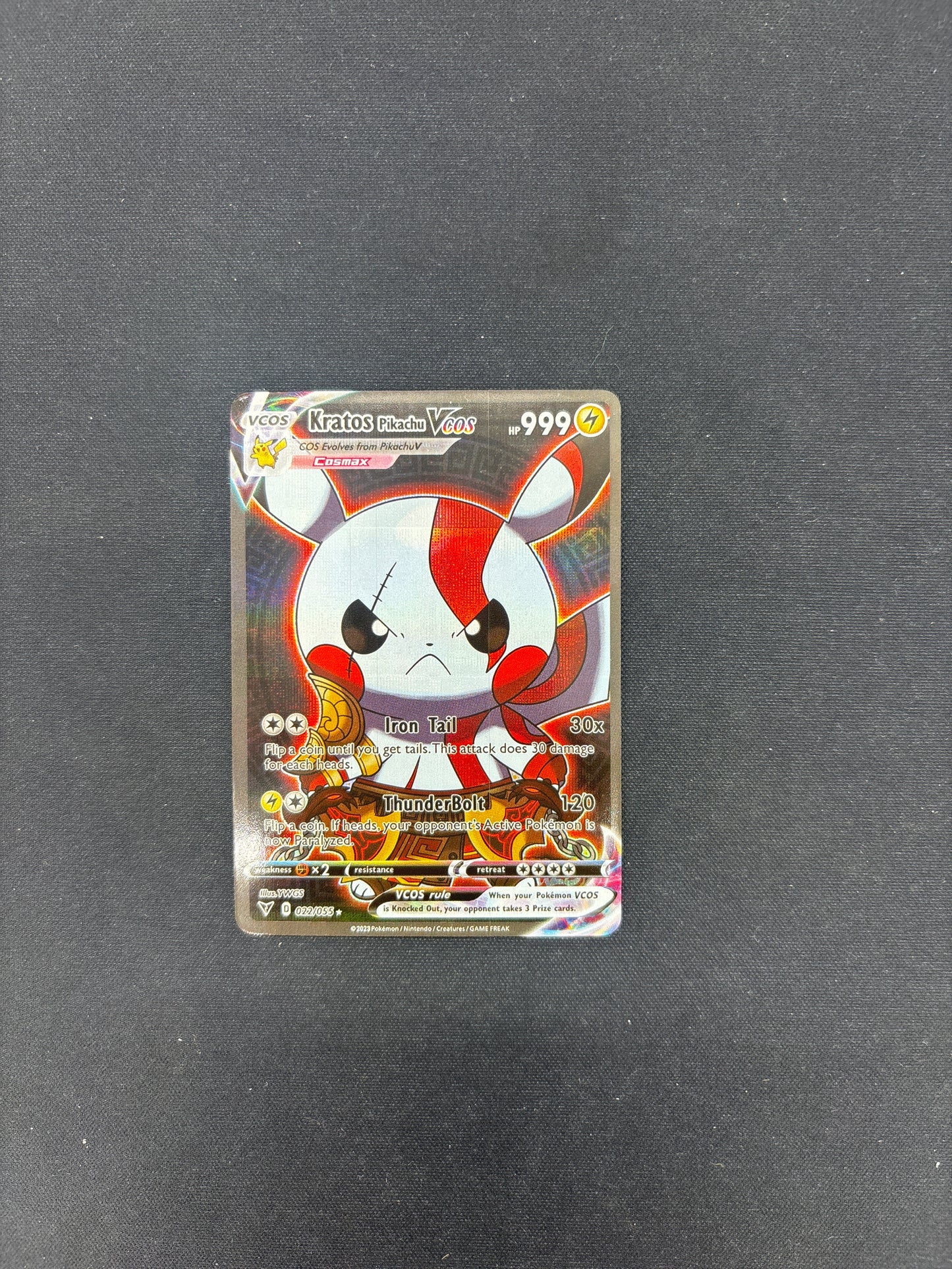 Auction Lot 120: Pokemon Card (CUSTOM) Kratos Pikachu VMAX Conditions Vary