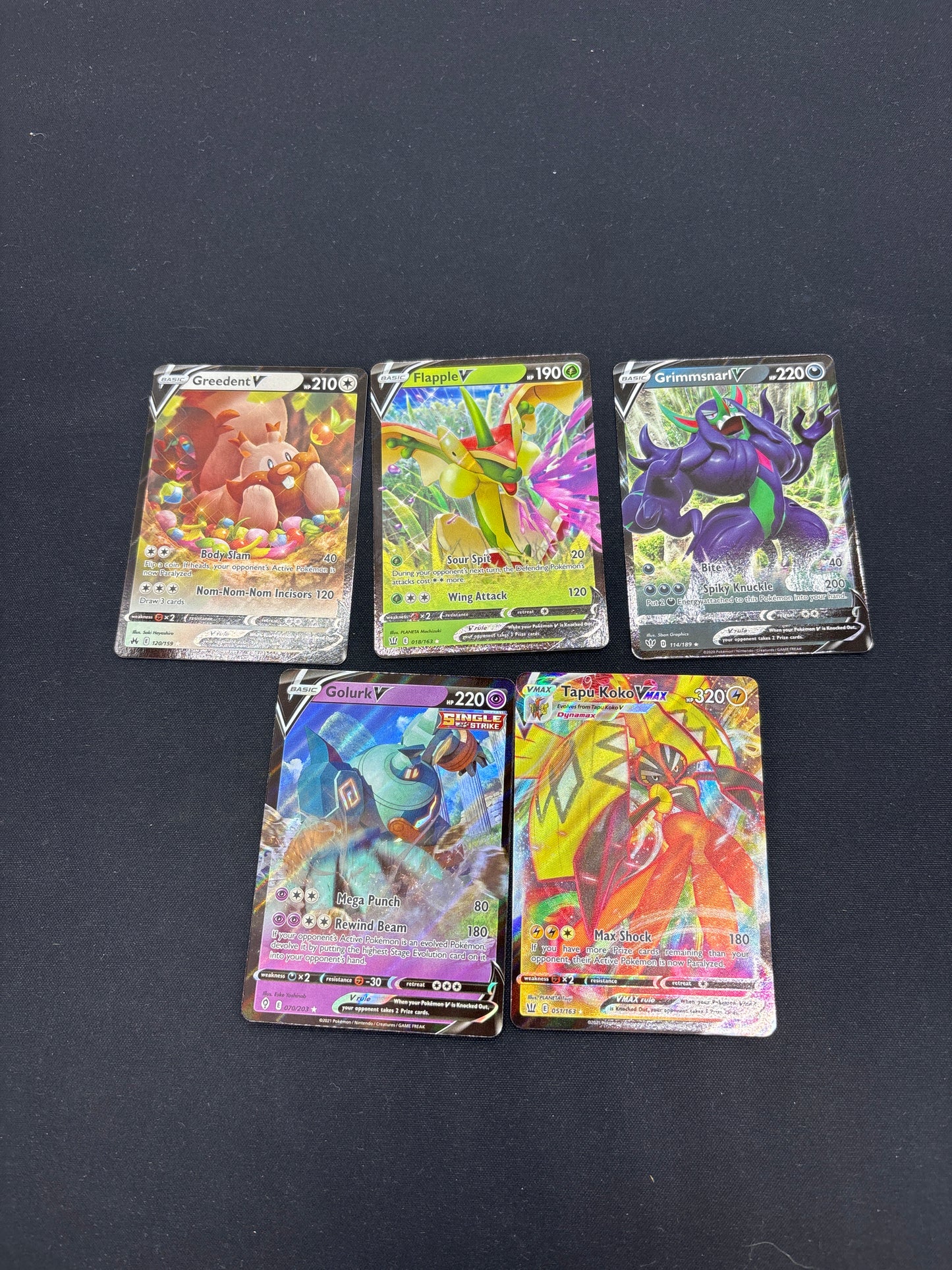 Auction Lot 139: Pokemon Cards Assorted Lot of 5 SWSH V Full Arts Conditions Vary