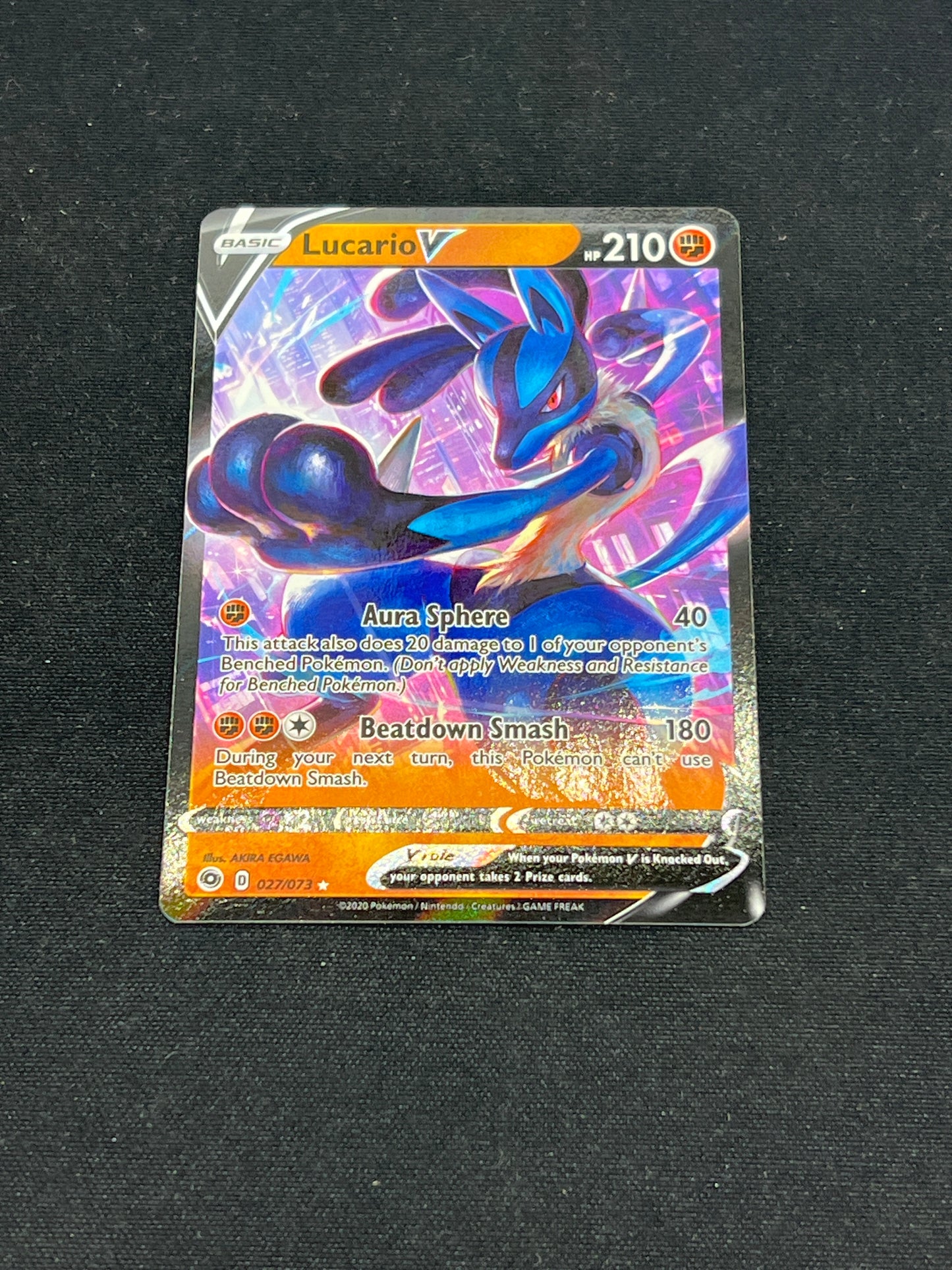 Auction Lot 28: Pokemon Cards Lucario V Full Art Champions Path Condition Vary