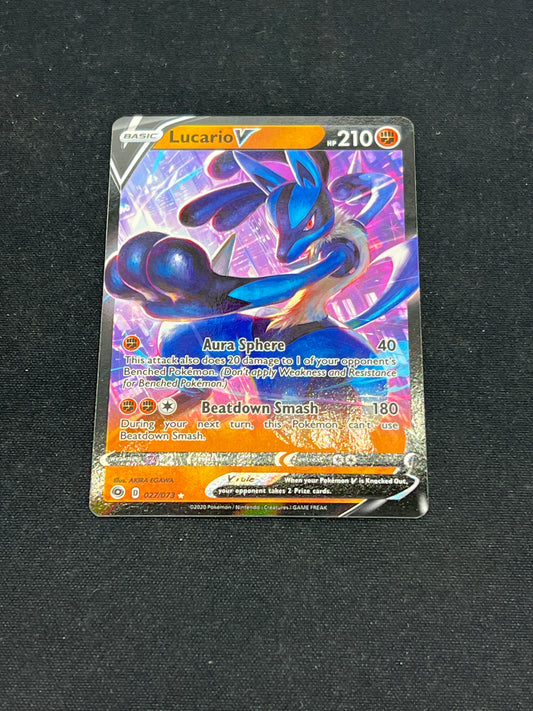 Auction Lot 28: Pokemon Cards Lucario V Full Art Champions Path Condition Vary