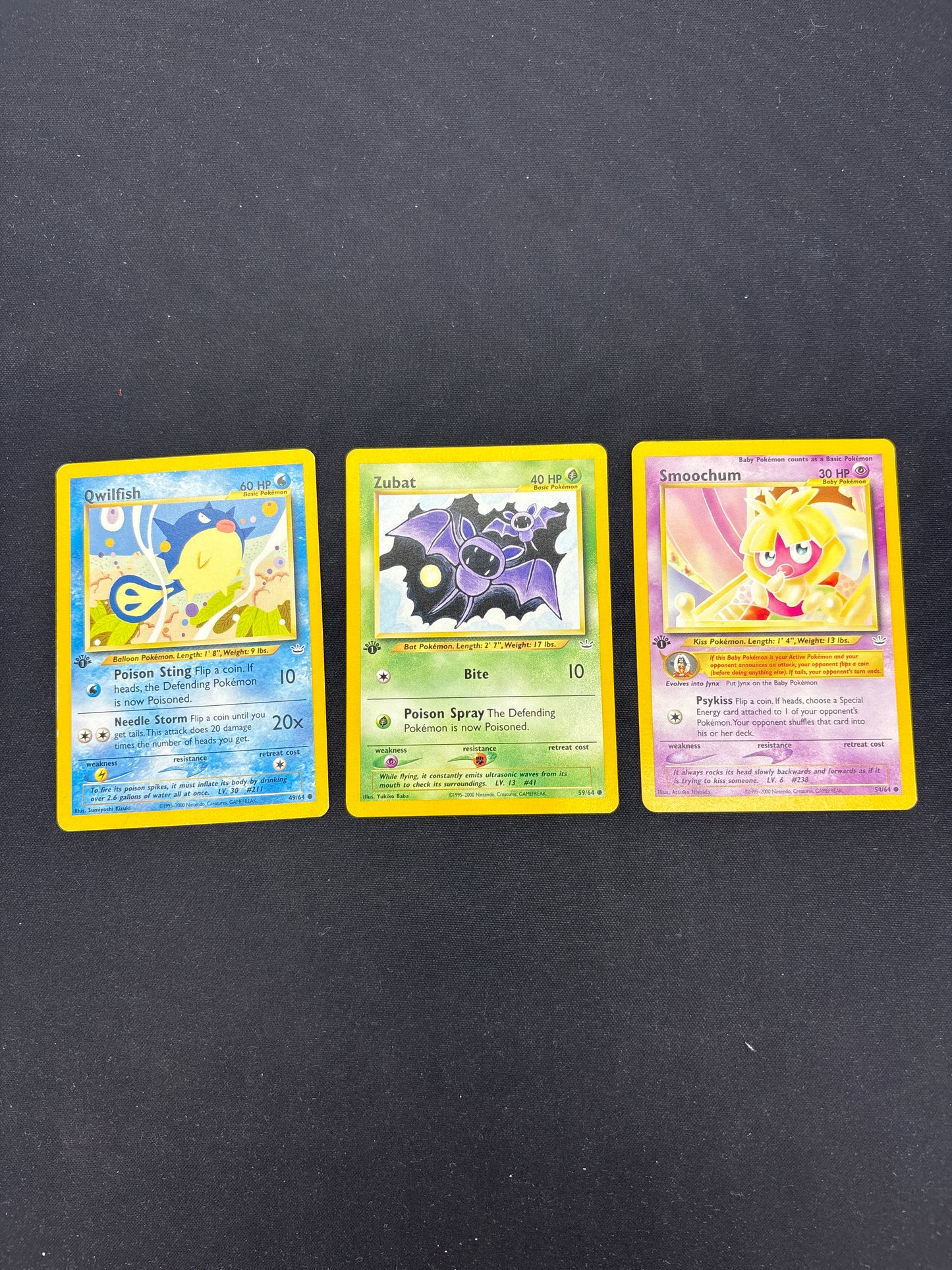 Auction Lot 334: Pokemon Cards Lot of 3 1st Edition Neo Revelation Commons Conditions Vary