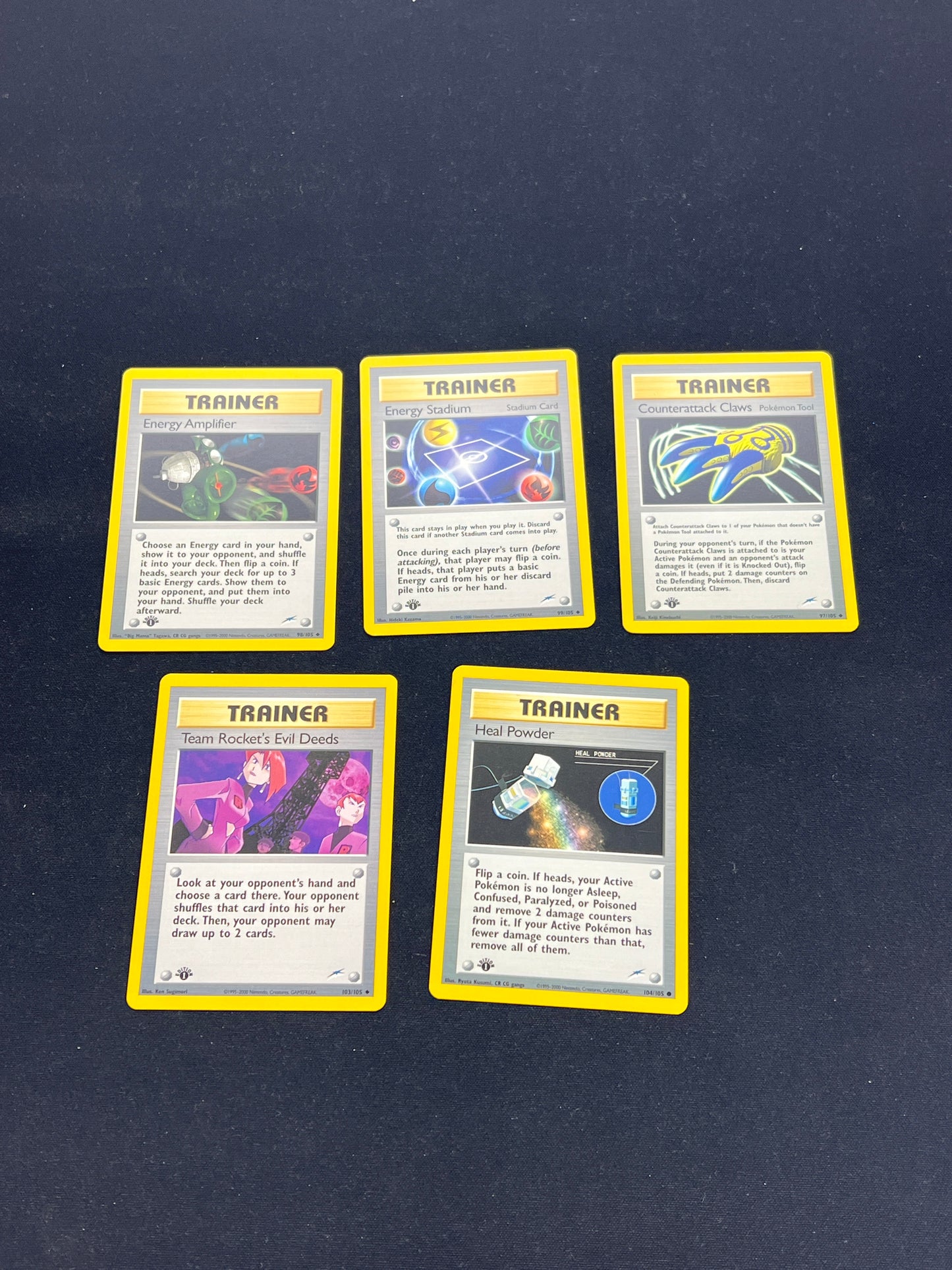 Auction Lot 43: Pokemon Cards Lot of 5 Assorted Trainer 1st Edition Neo Destiny Conditions Vary