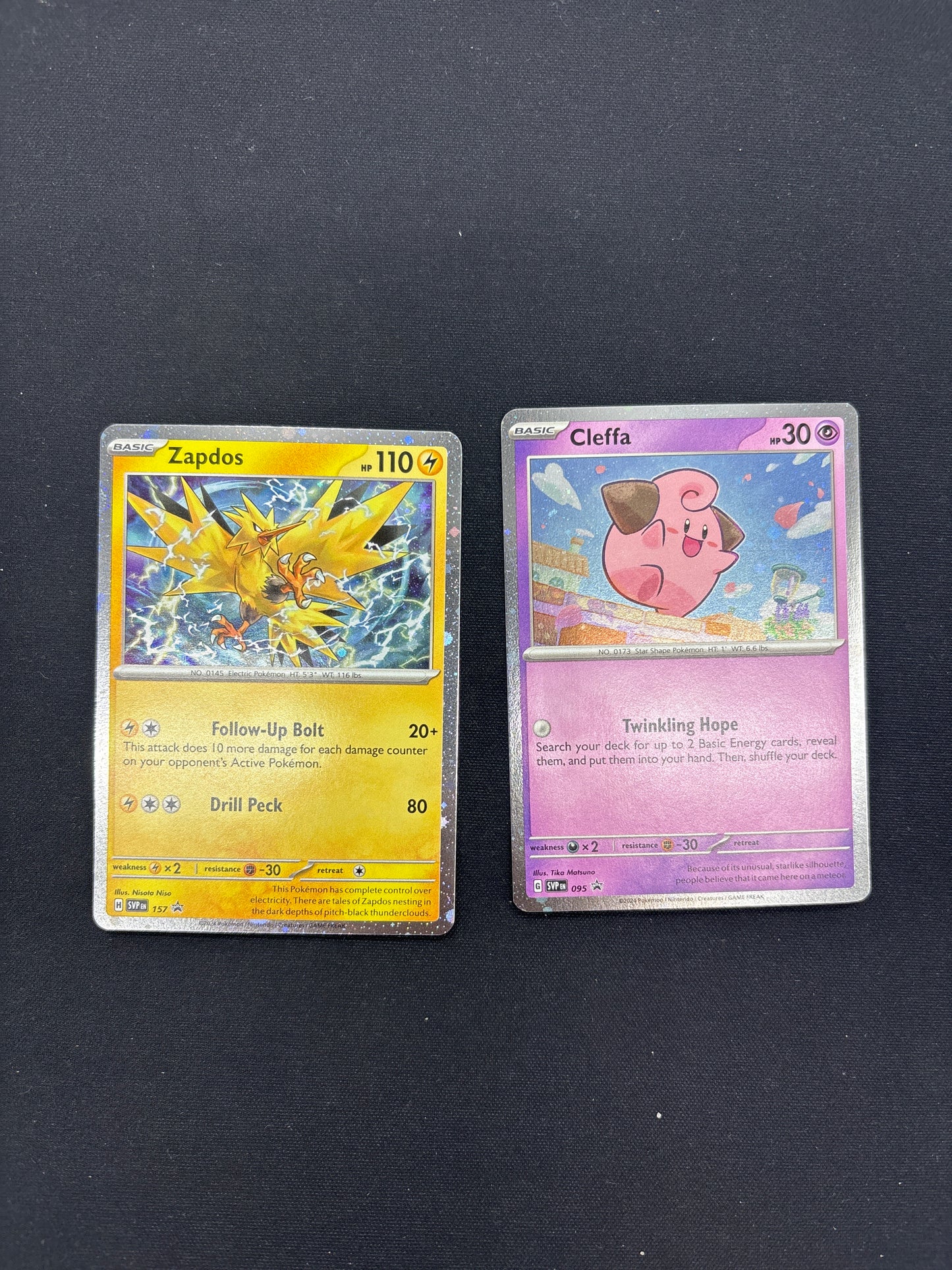 Auction Lot 282: Pokemon Cards Lot of 2 Zapdos & Cleffa SV Promo Conditions Vary