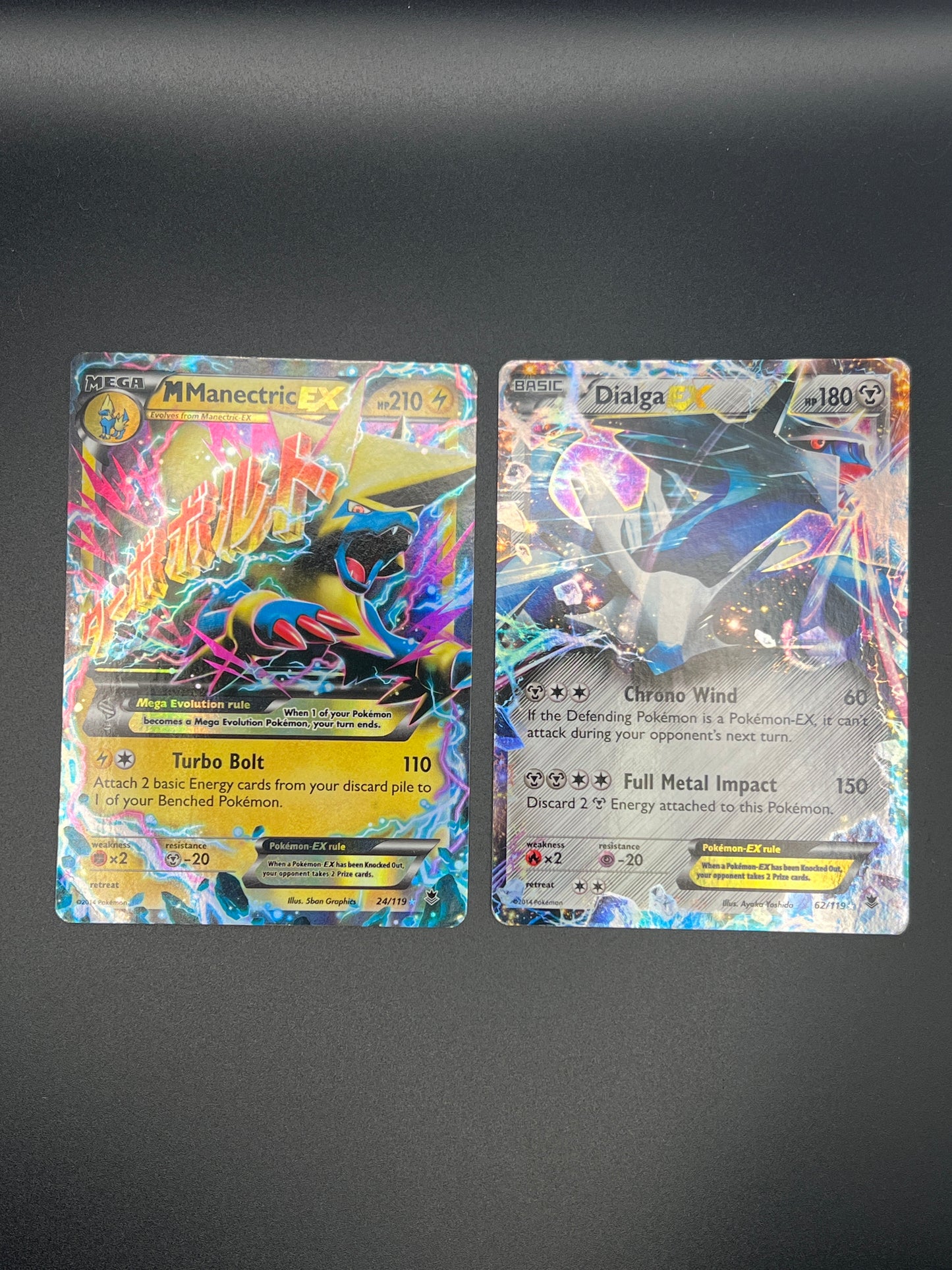 Auction Lot 302: Pokemon Cards Lot of 2 Mega Manectric & Dialga EX XY Phantom Forces Condition Vary