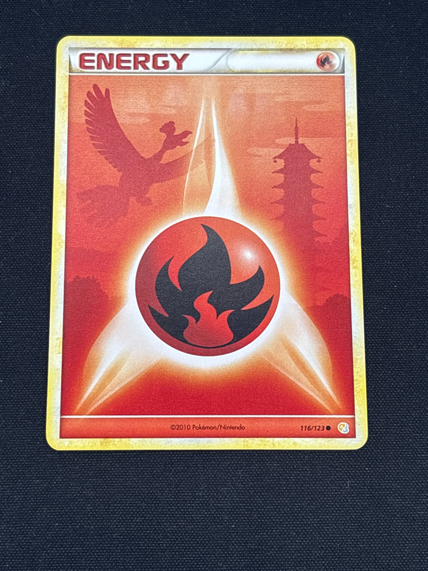 Auction Lot 240: Pokemon Cards HGSS Ho-Oh Bell Tower Fire Energy Non Holo Condition Vary