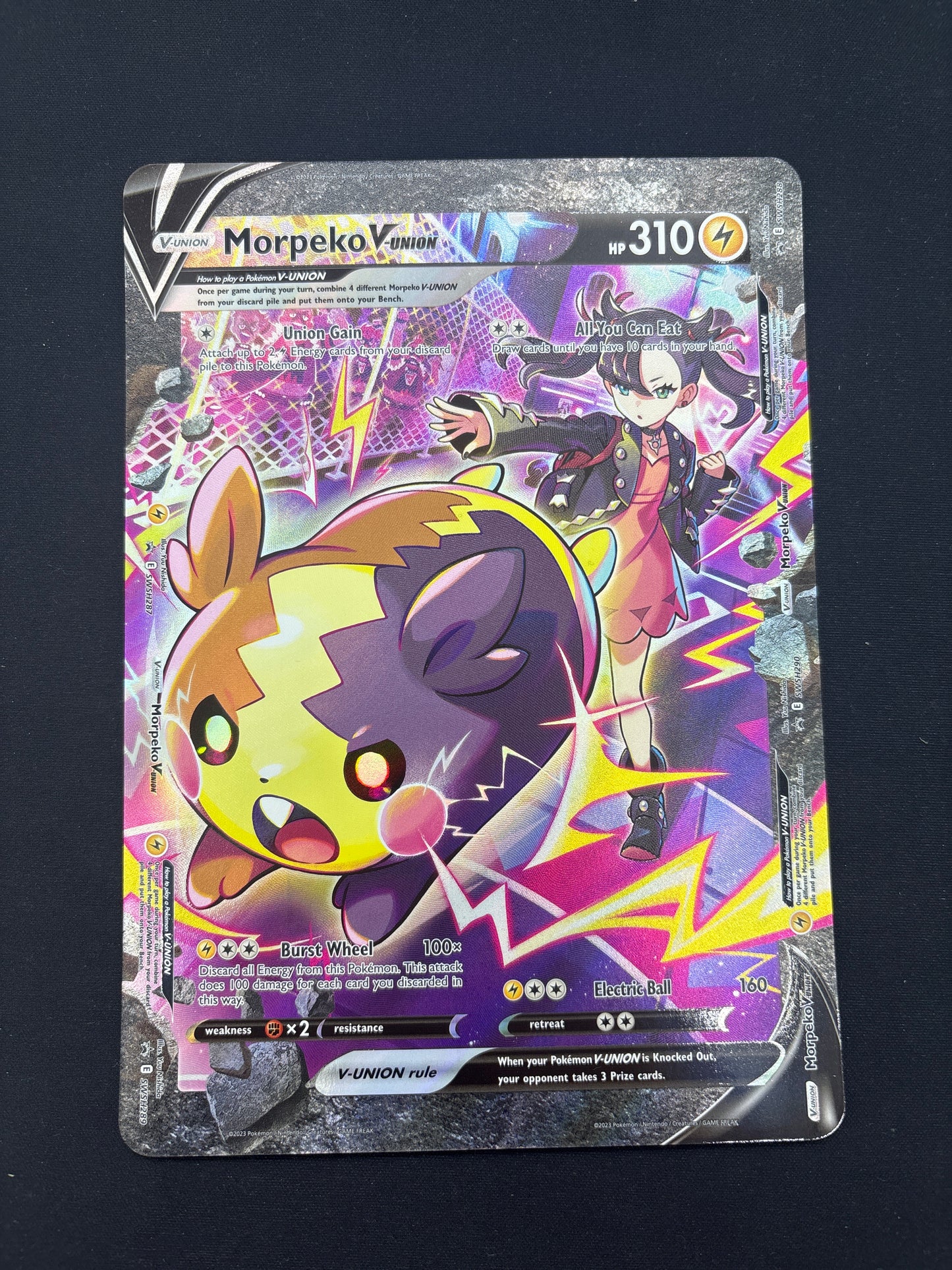 Auction Lot 392: Pokemon Card Morpeko V-Union Jumbo Promo Conditions Vary