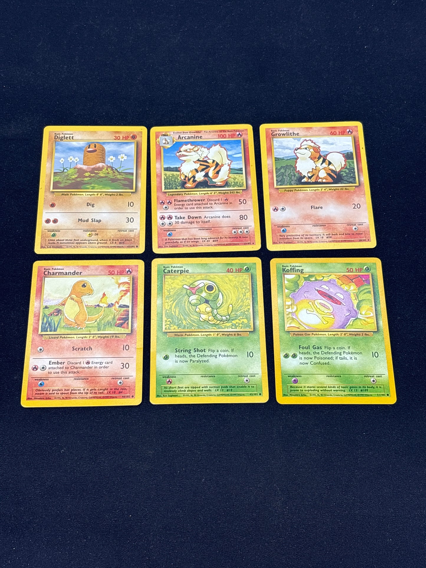 Auction Lot 49: Pokemon Cards Lot of 6 WOTC Base Set Commons Uncommons Conditions Vary