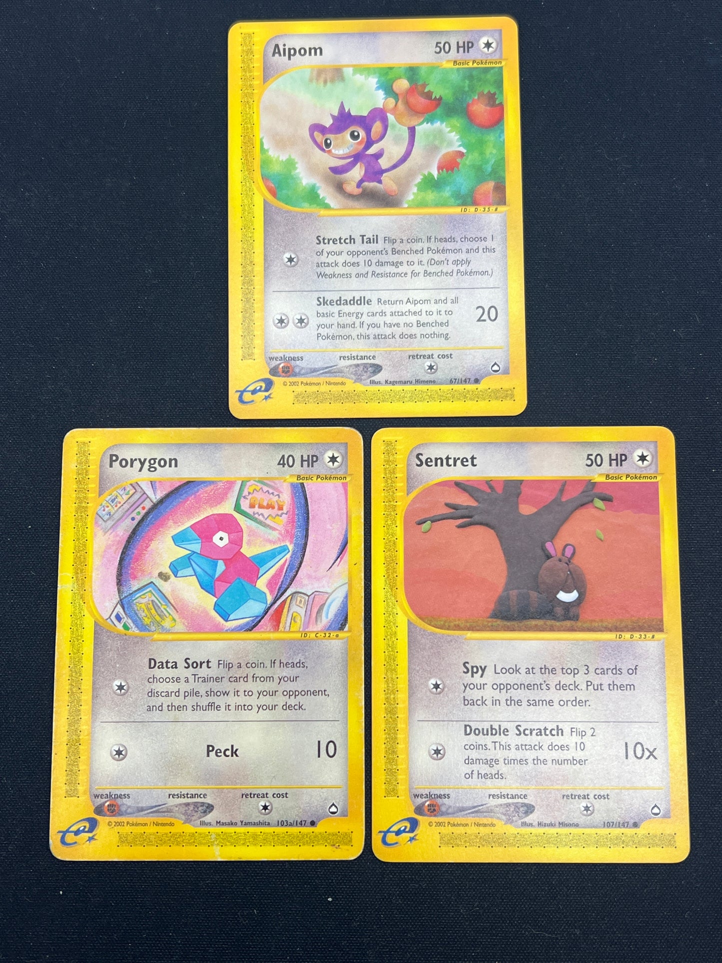 Auction Lot 277: Pokemon Cards Pokemon Cards Lot of 3 Aquapolis Commons Condition Vary