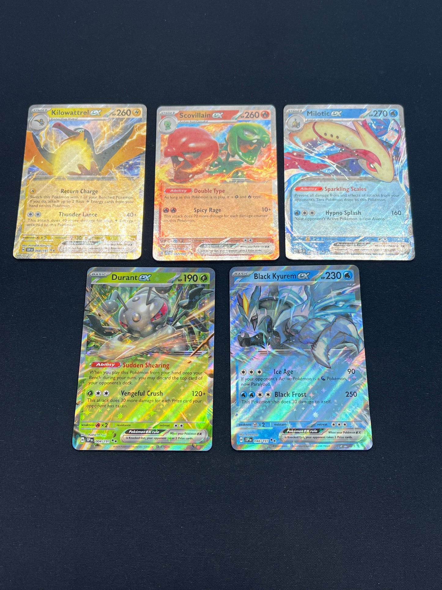 Auction Lot 186: Pokemon Cards Lot of 5 Assorted EX Surging Sparks Conditions Vary