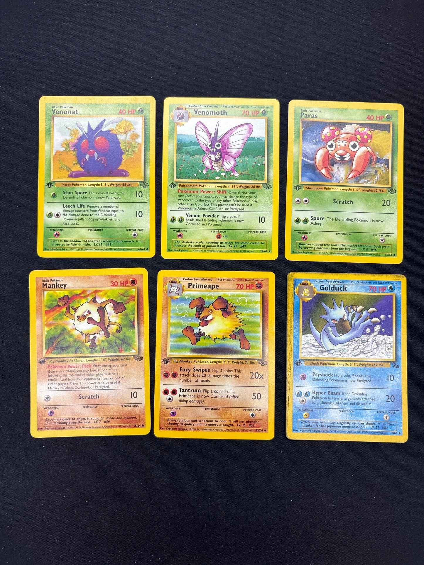 Auction Lot 121: Pokemon Cards Lot of 6 Assorted 1st Edition Jungle & Fossil Conditions Vary